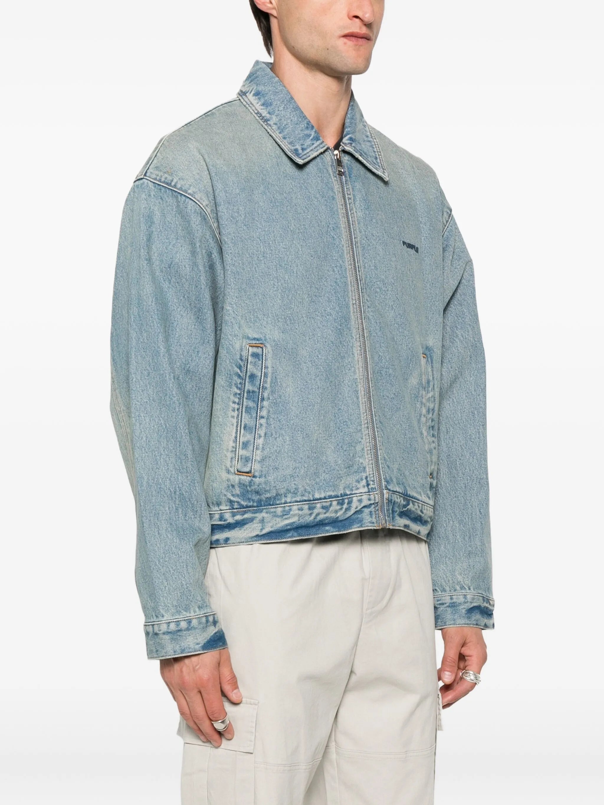 zip-up denim jacket