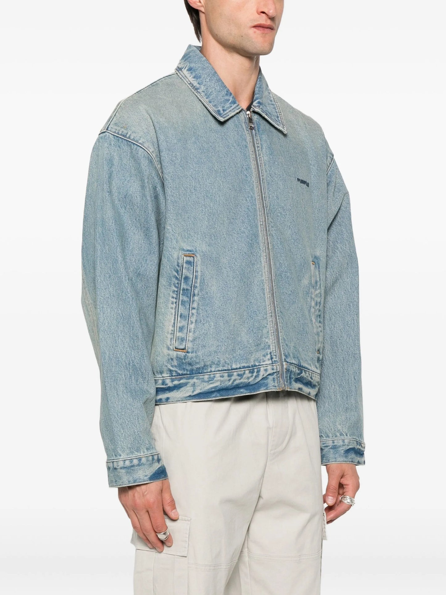 zip-up denim jacket