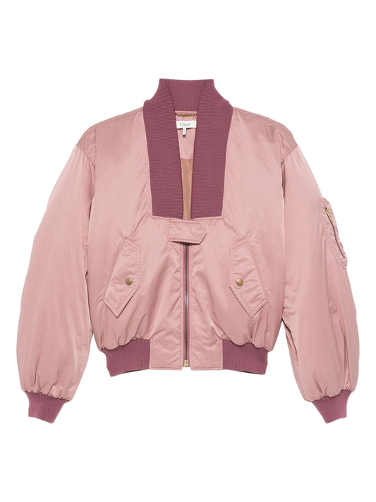zip-up cropped bomber jacket