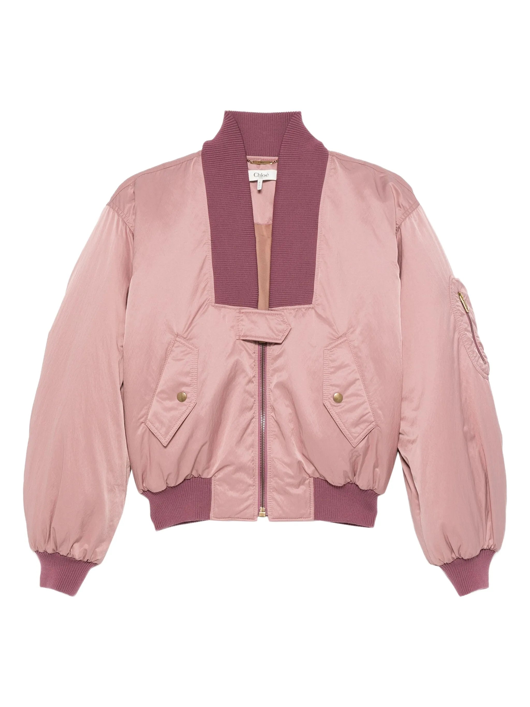 zip-up cropped bomber jacket