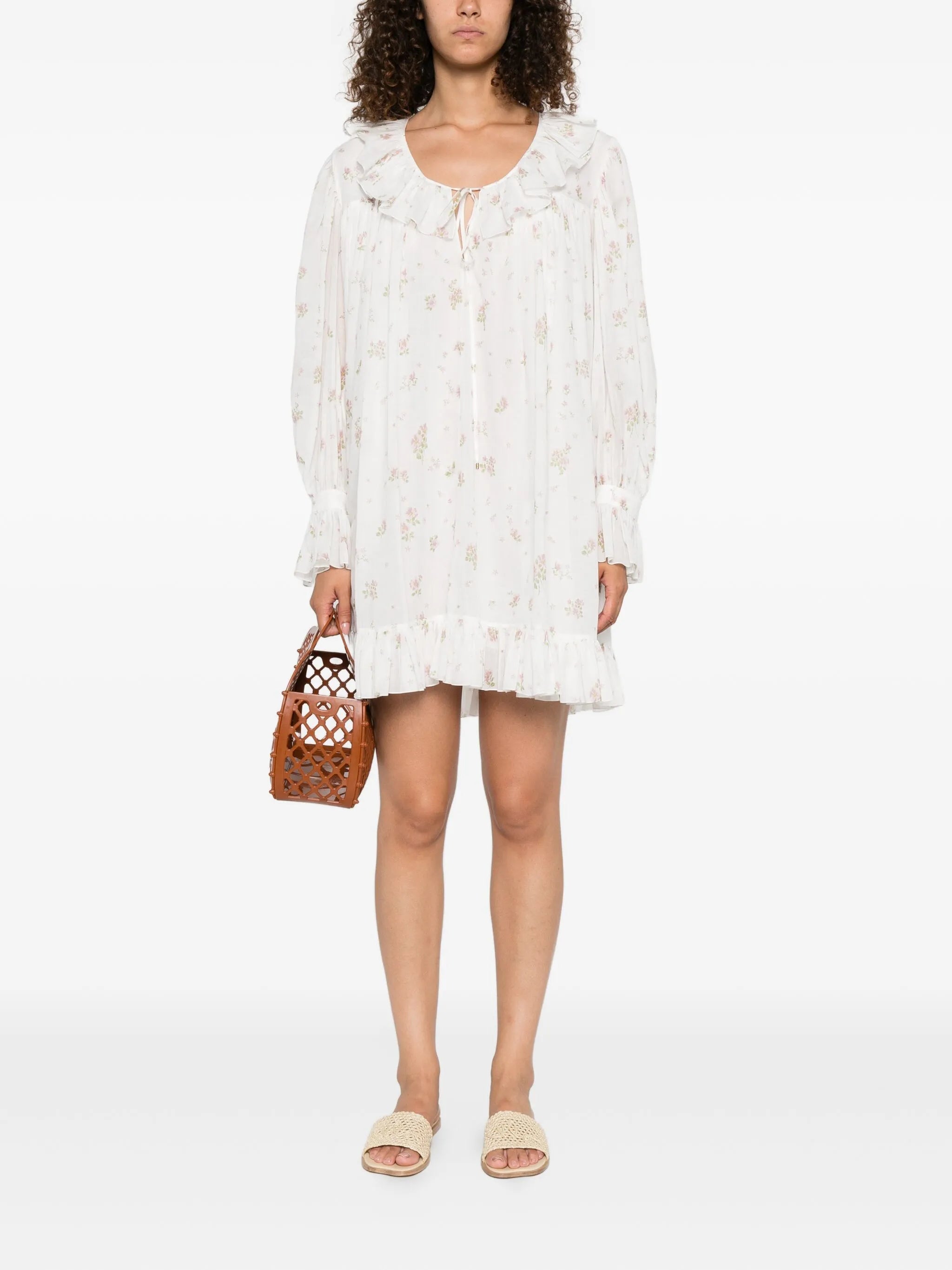 floral-print mini dress