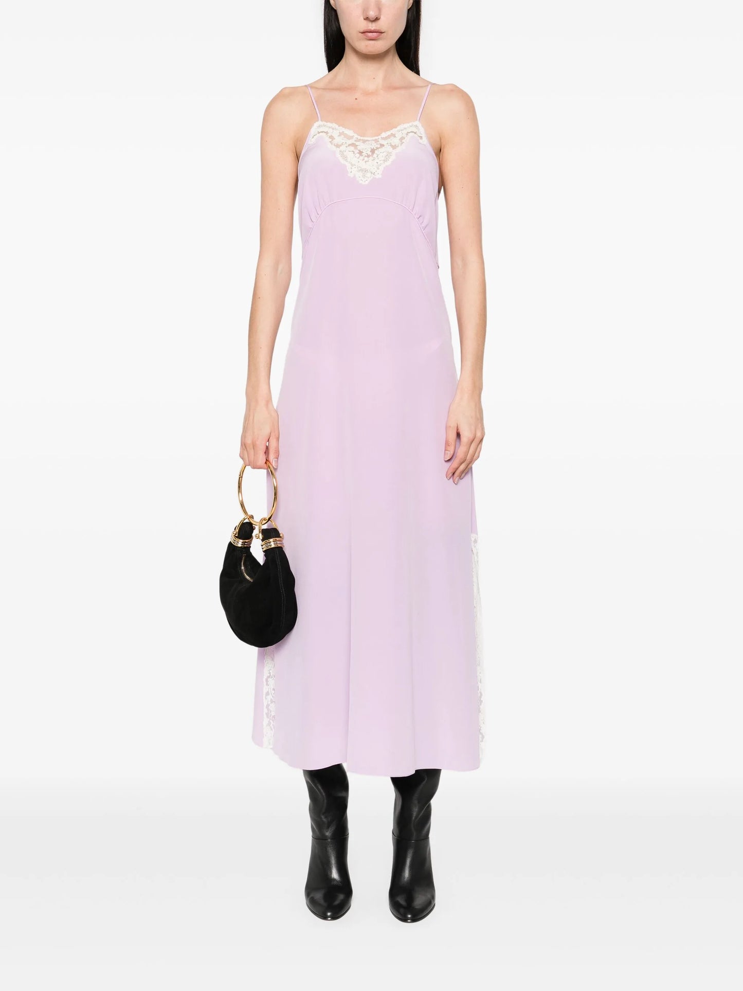lace-detail midi dress
