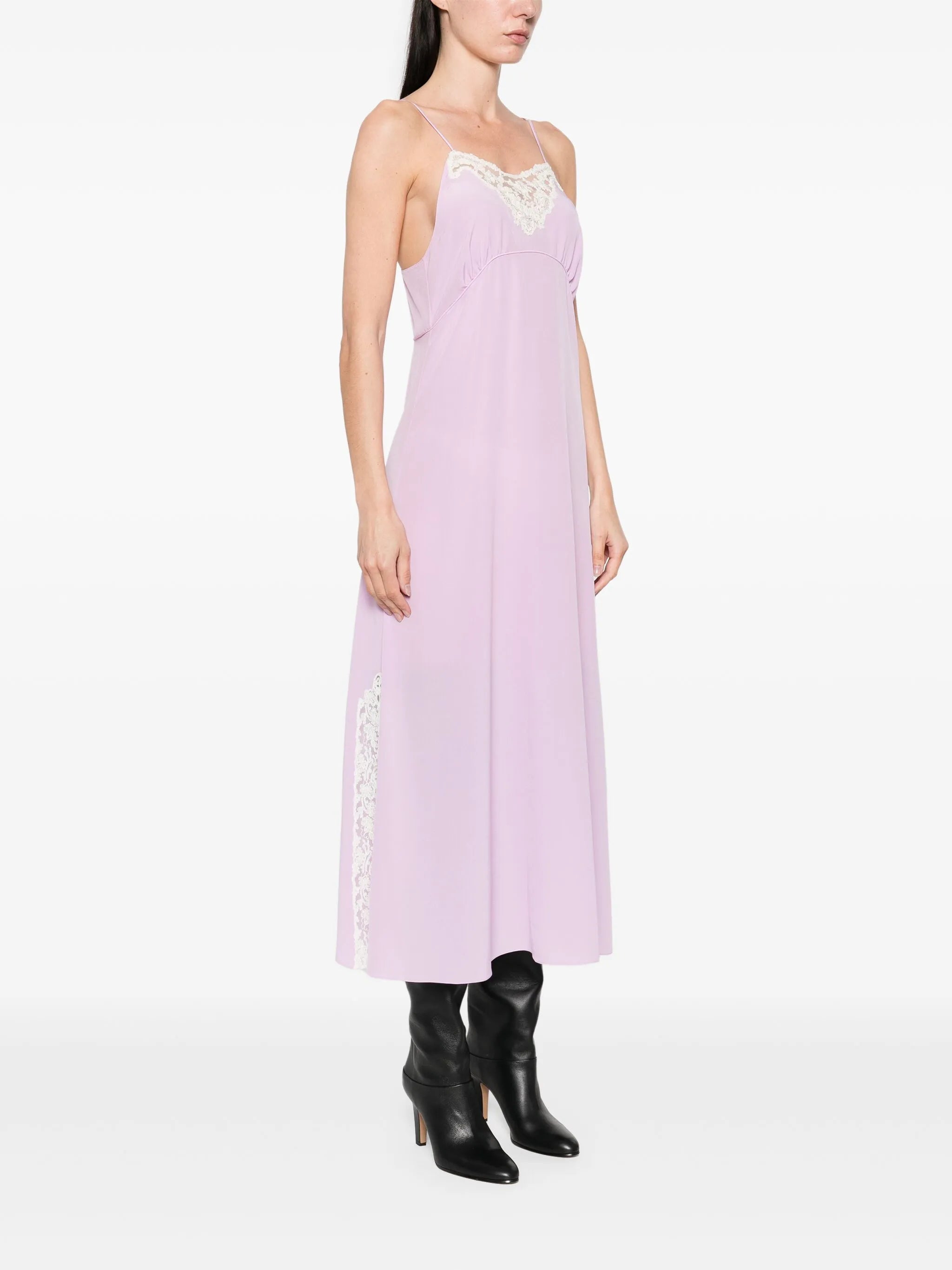 lace-detail midi dress