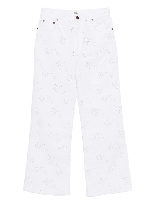 cut-out wide-leg jeans