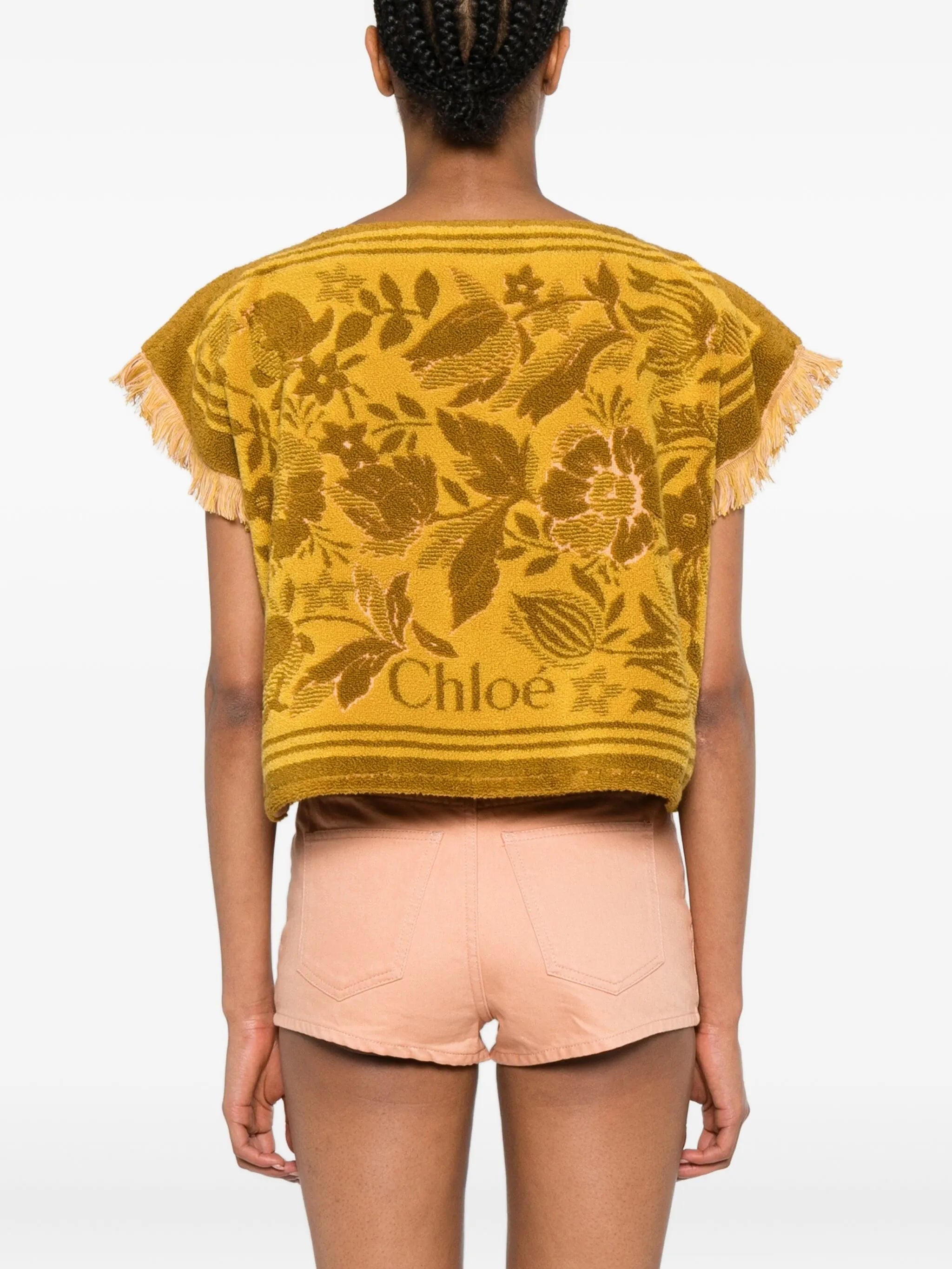boat-neck jacquard top