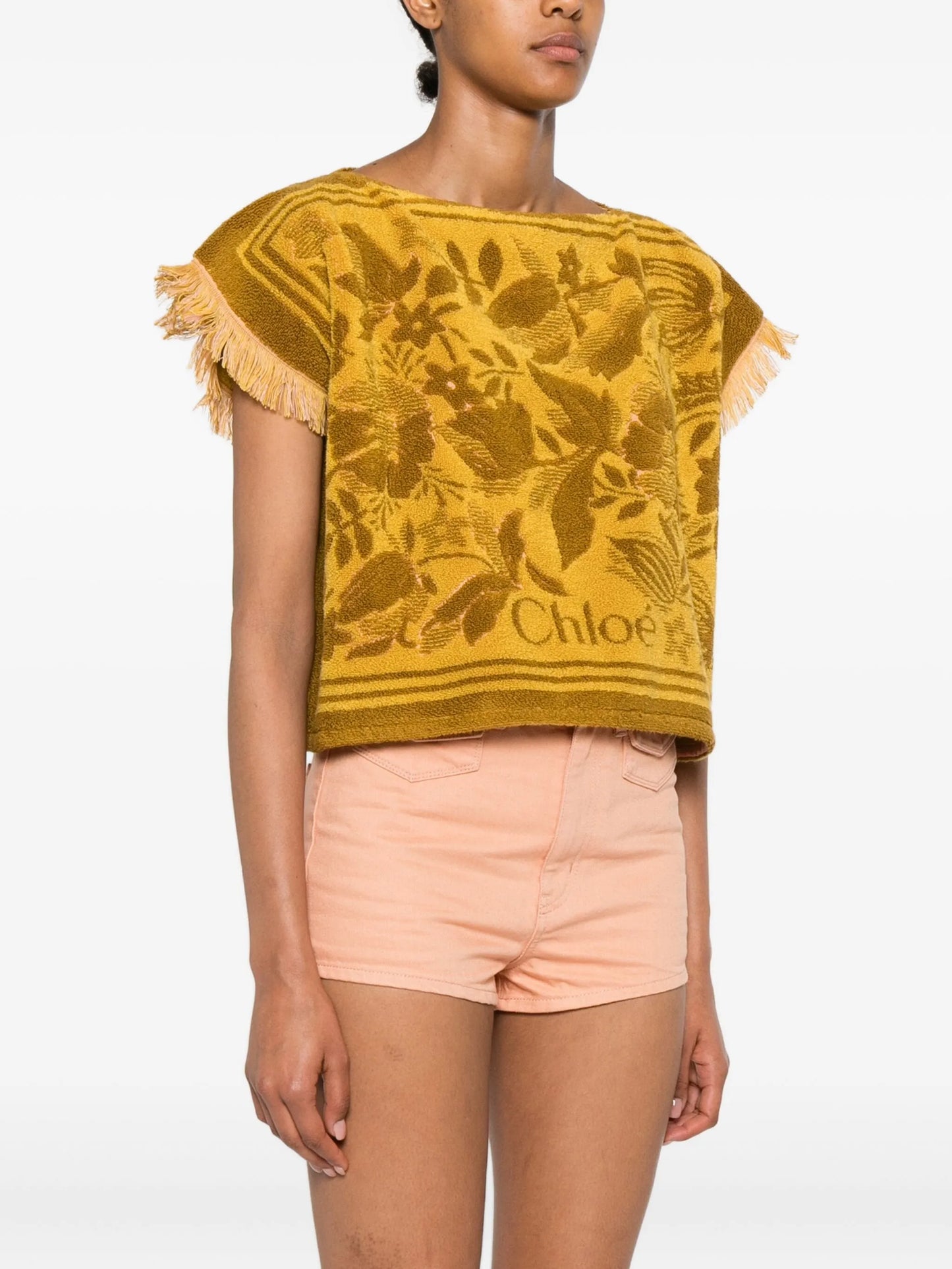 boat-neck jacquard top