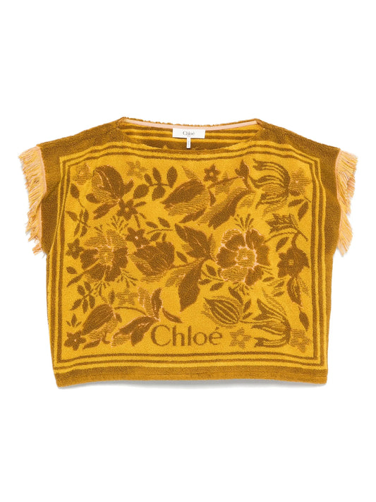 boat-neck jacquard top
