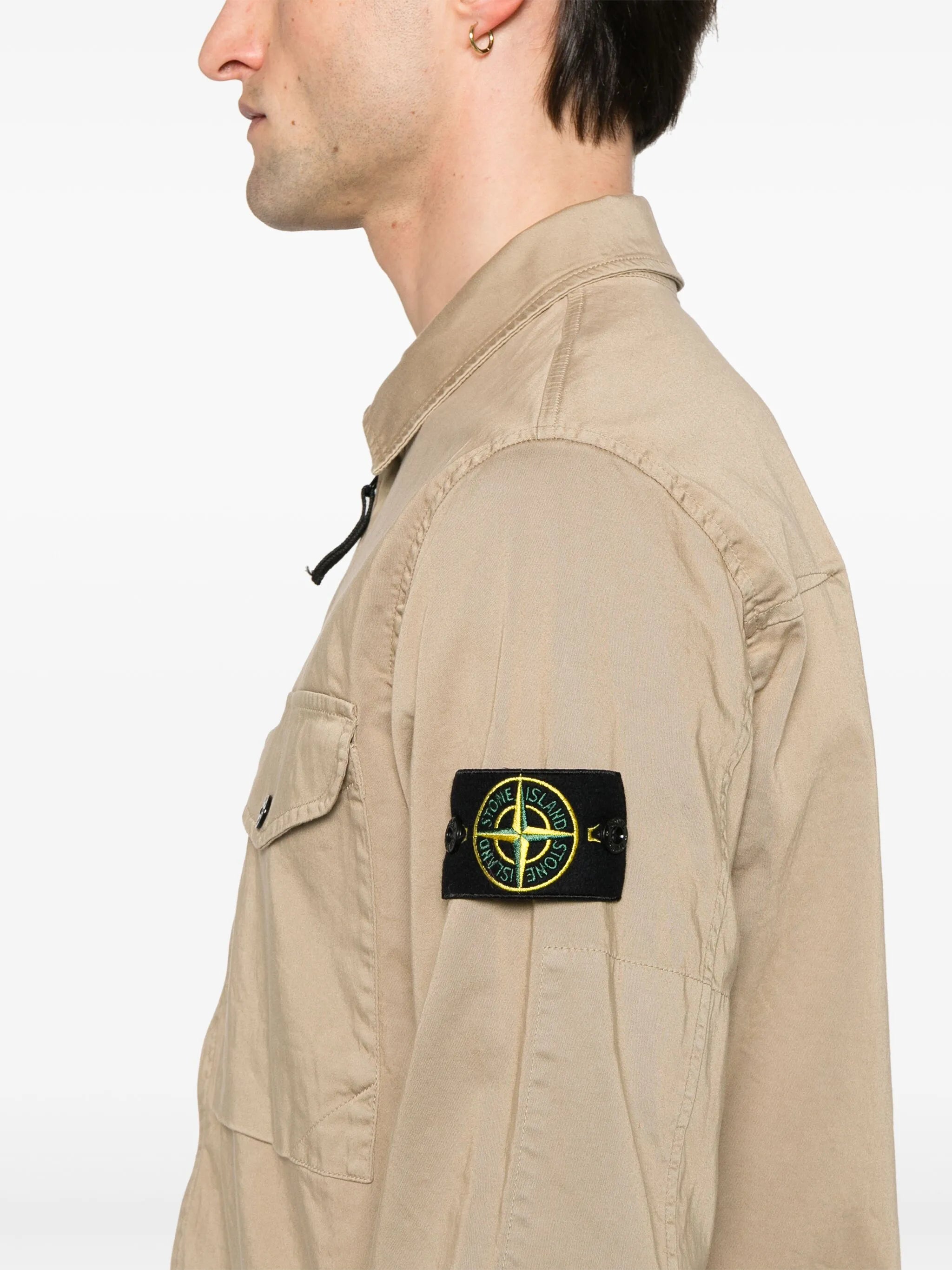 Compass-badge shirt jacket