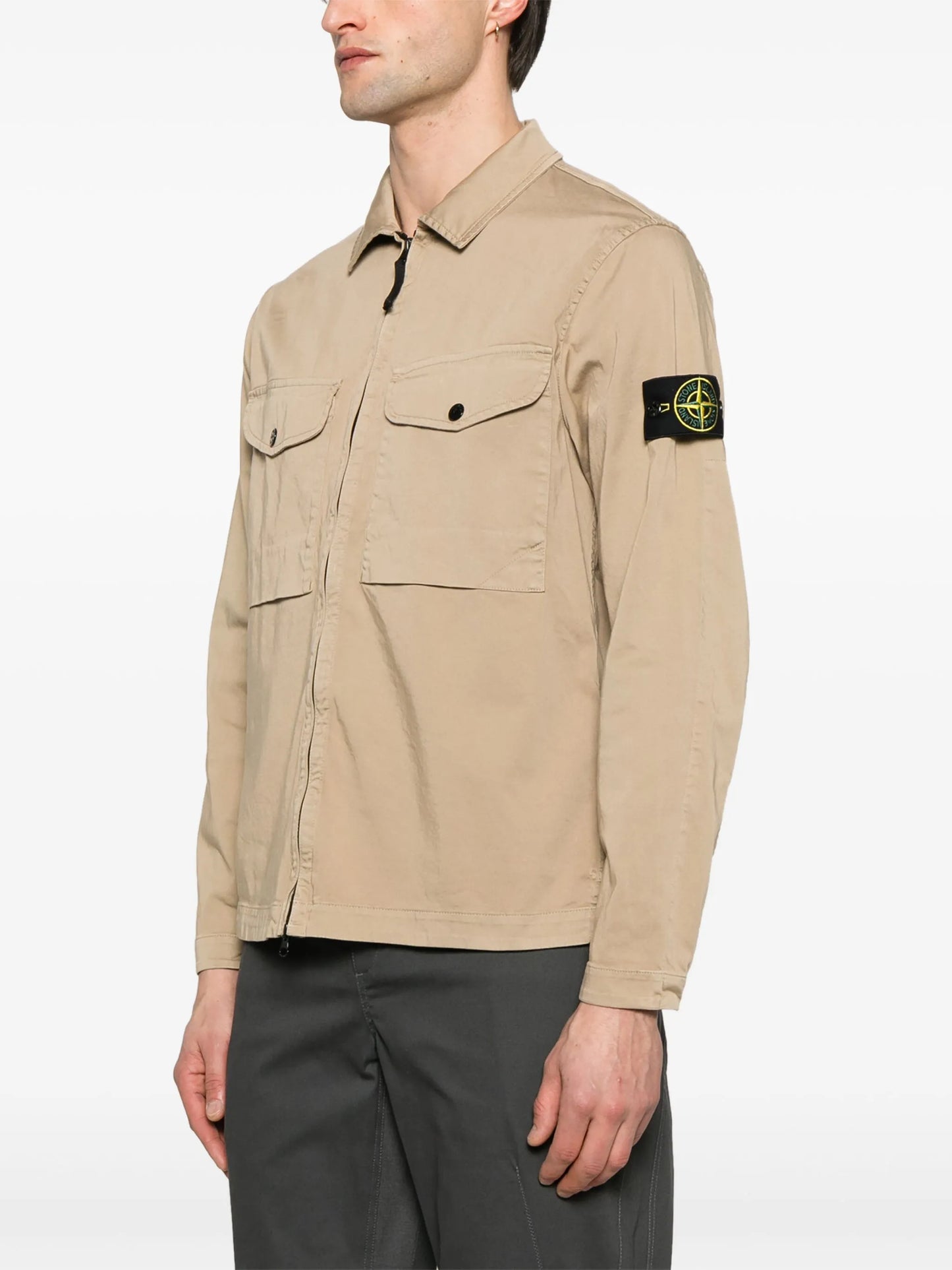 Compass-badge shirt jacket