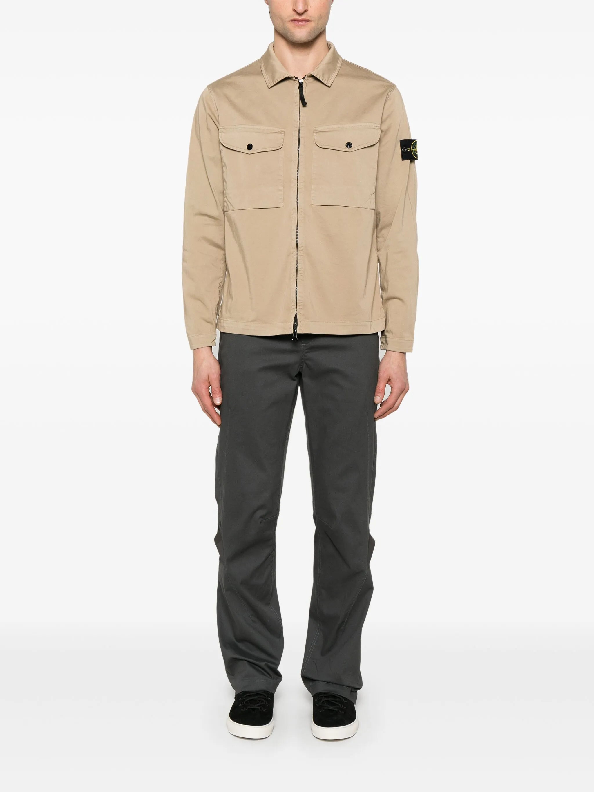 Compass-badge shirt jacket