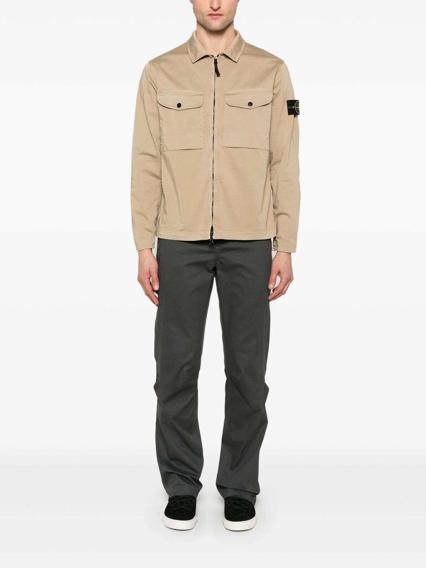 Compass-badge shirt jacket