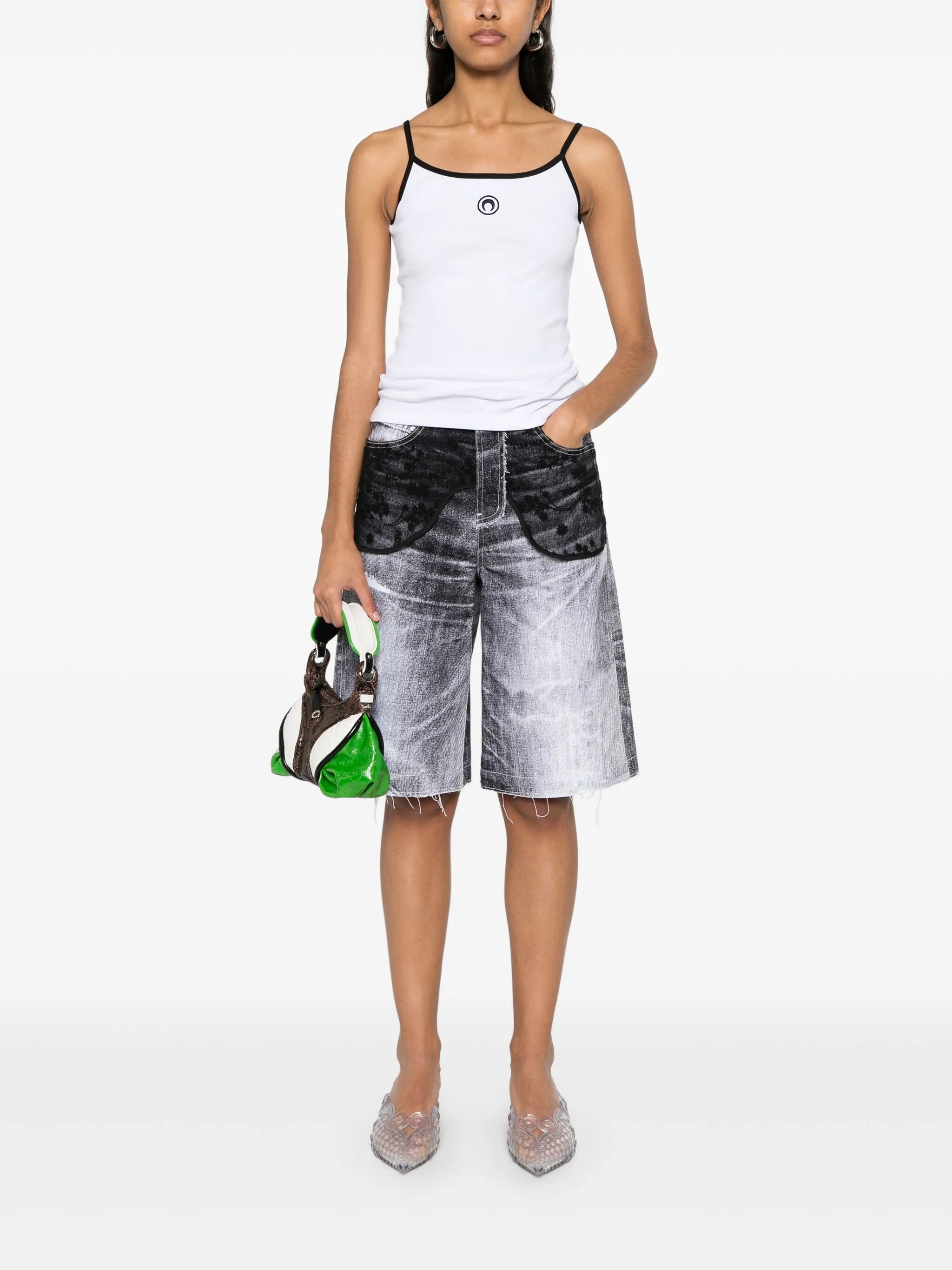 Moon-logo ribbed top