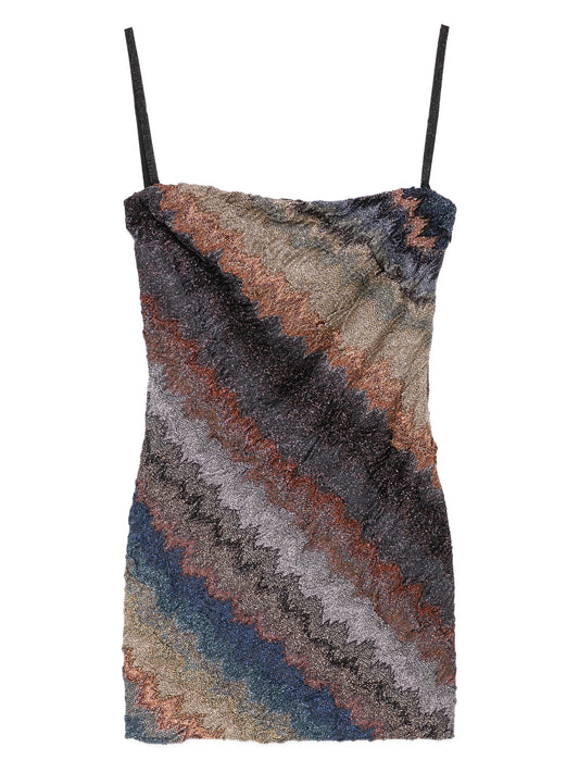 zigzag strapless mini dress