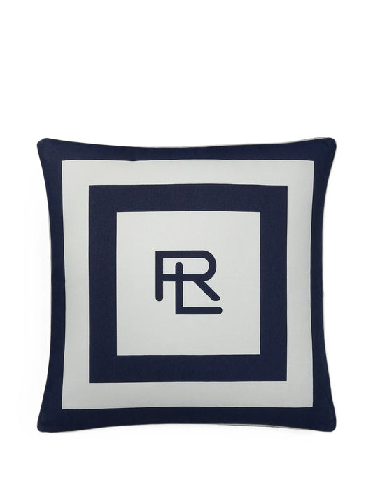 Holton striped logo-detail cushion (56cm x 56cm)
