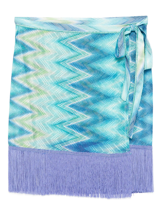 fringed wrap mini skirt
