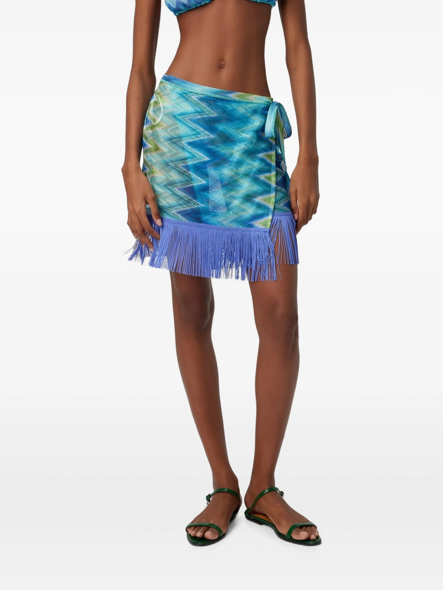 fringed wrap mini skirt