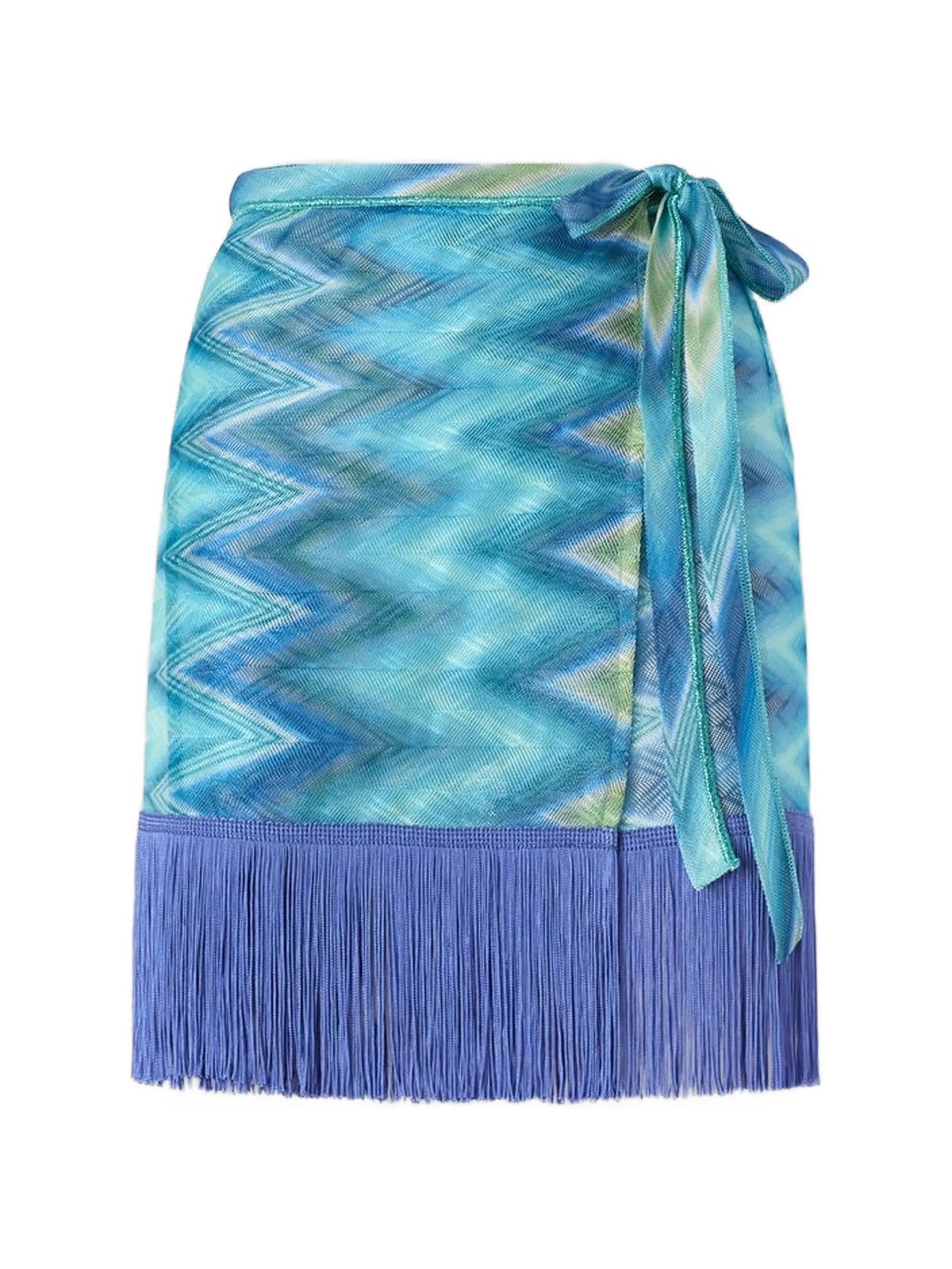 fringed wrap mini skirt