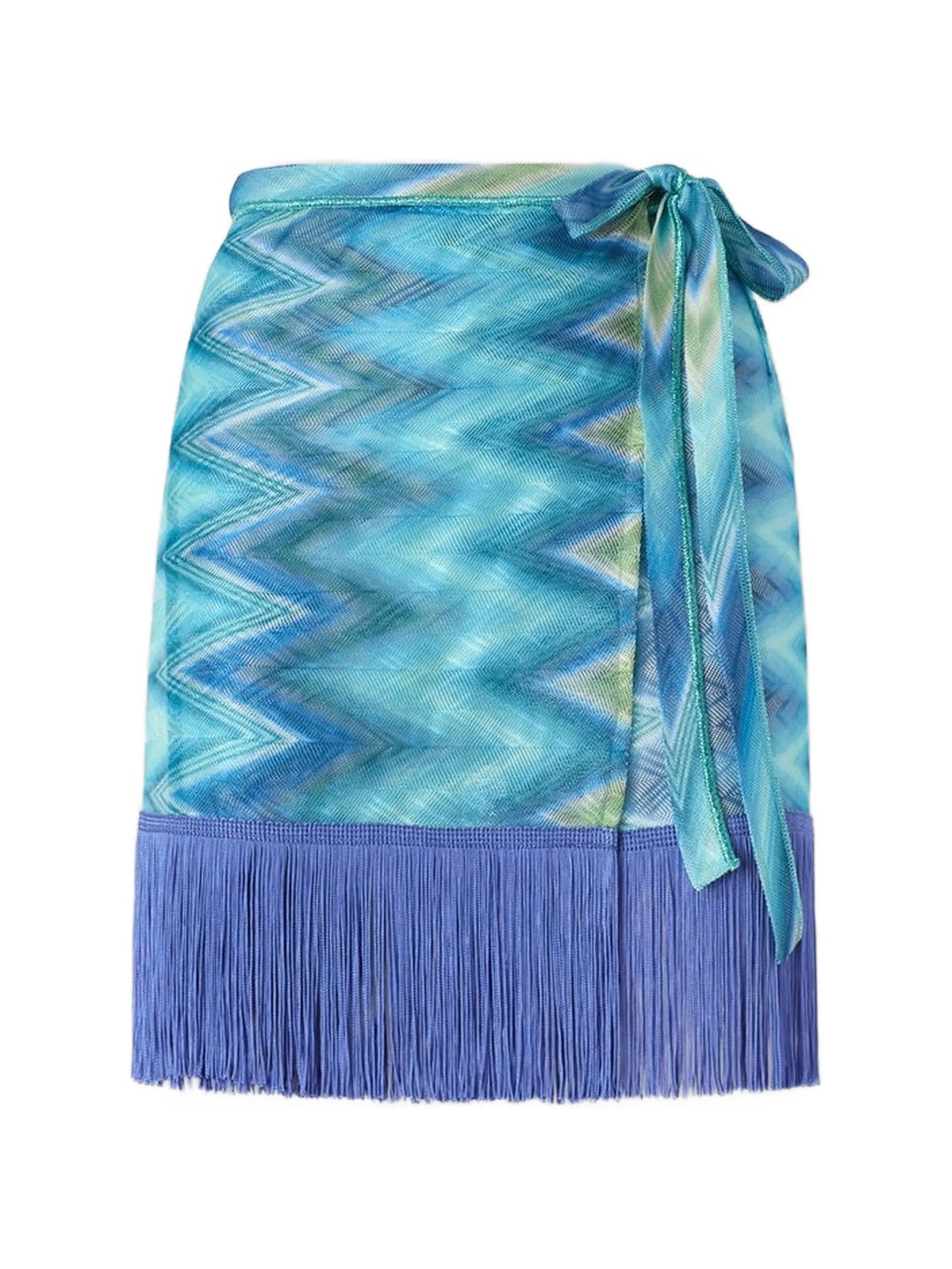 fringed wrap mini skirt