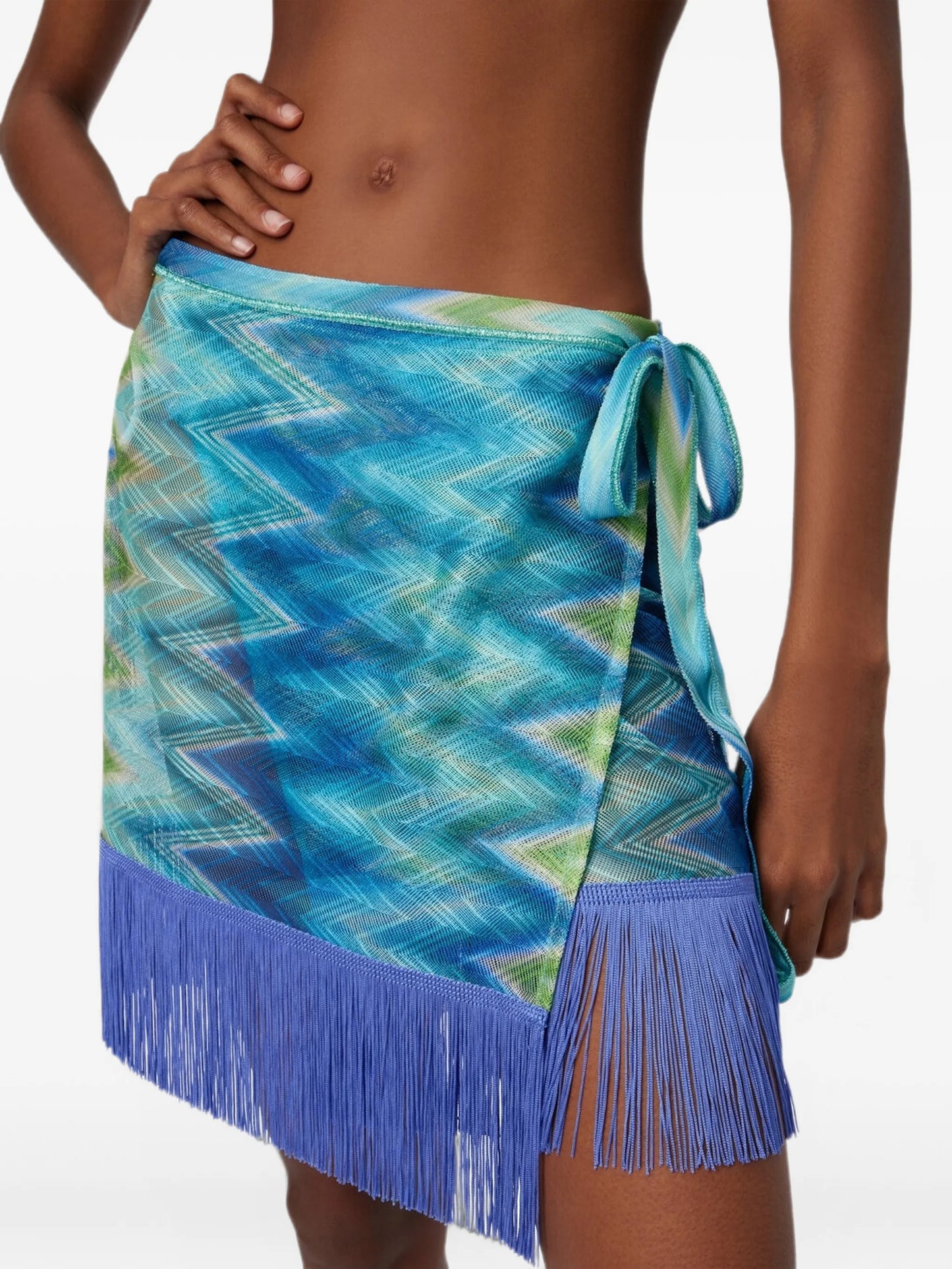 fringed wrap mini skirt