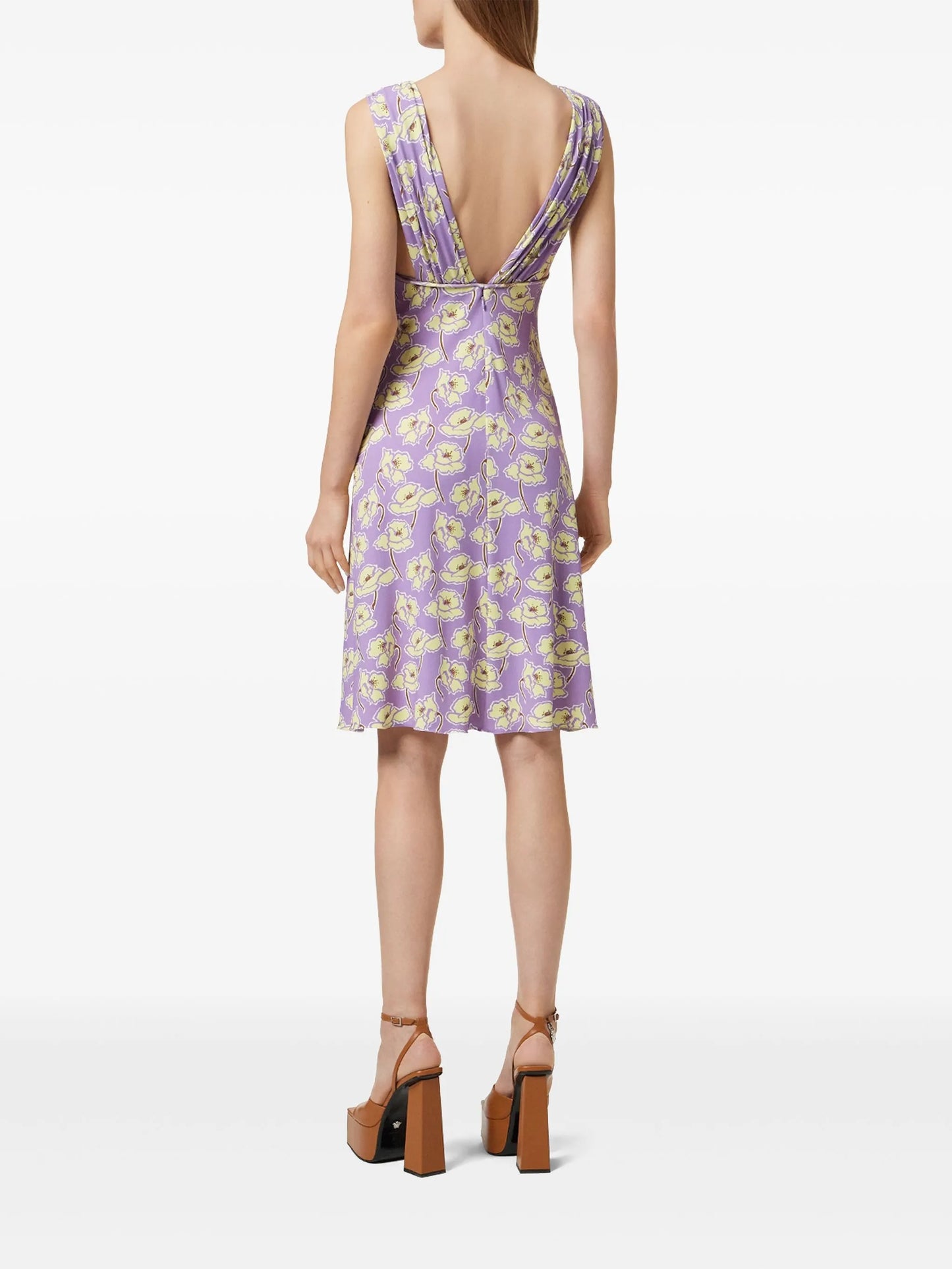 Poppies V-neck midi dress