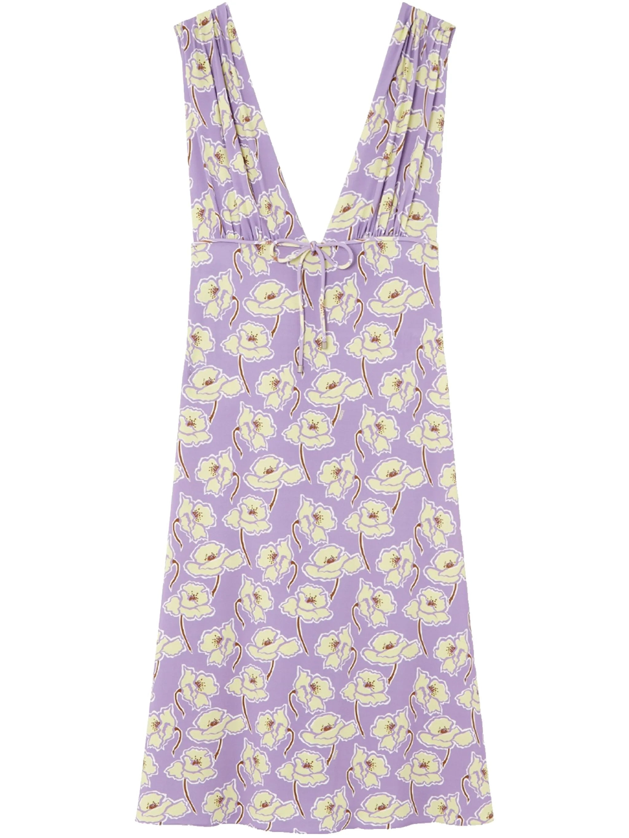Poppies V-neck midi dress