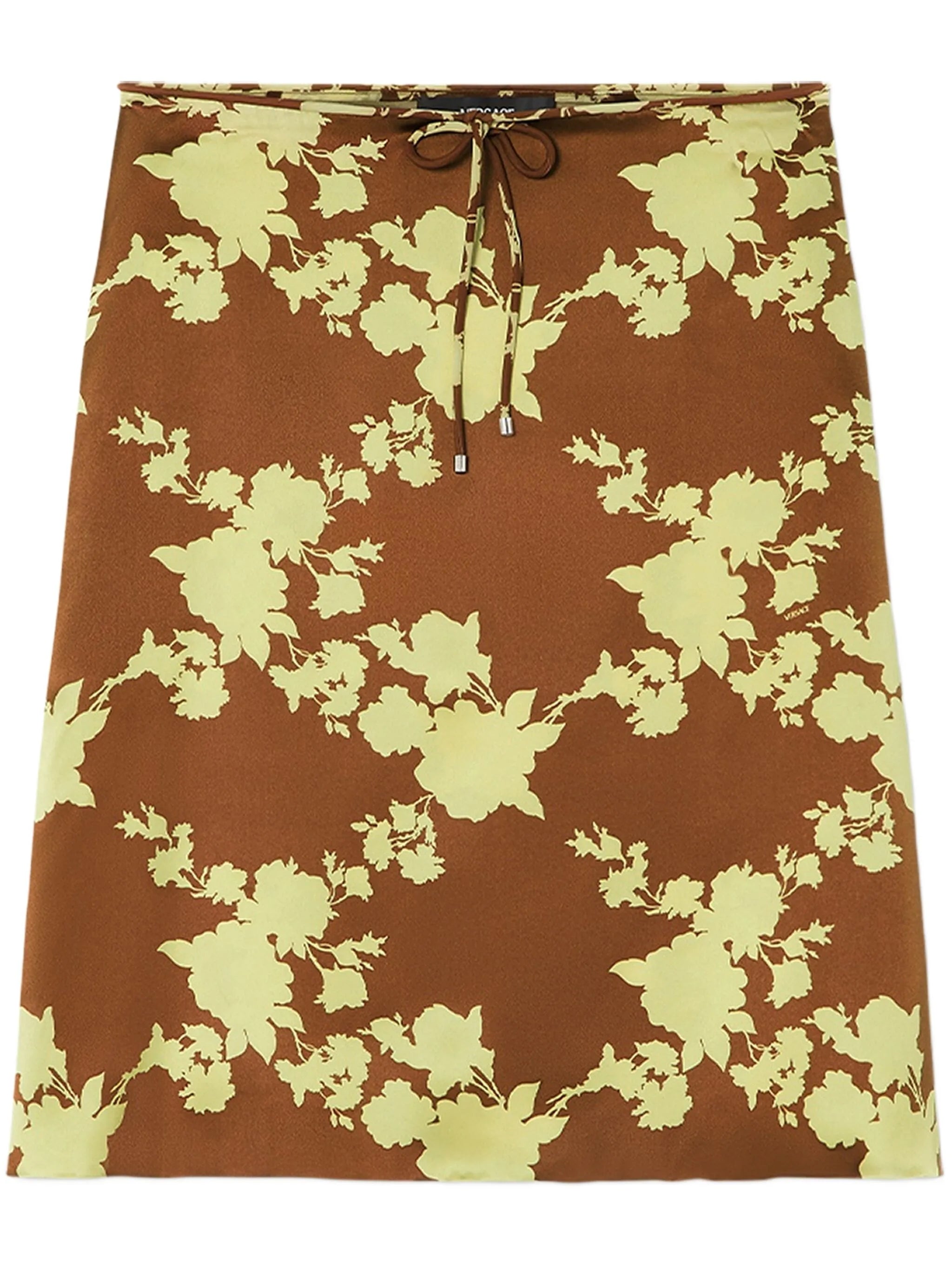 Wild Roses satin midi skirt