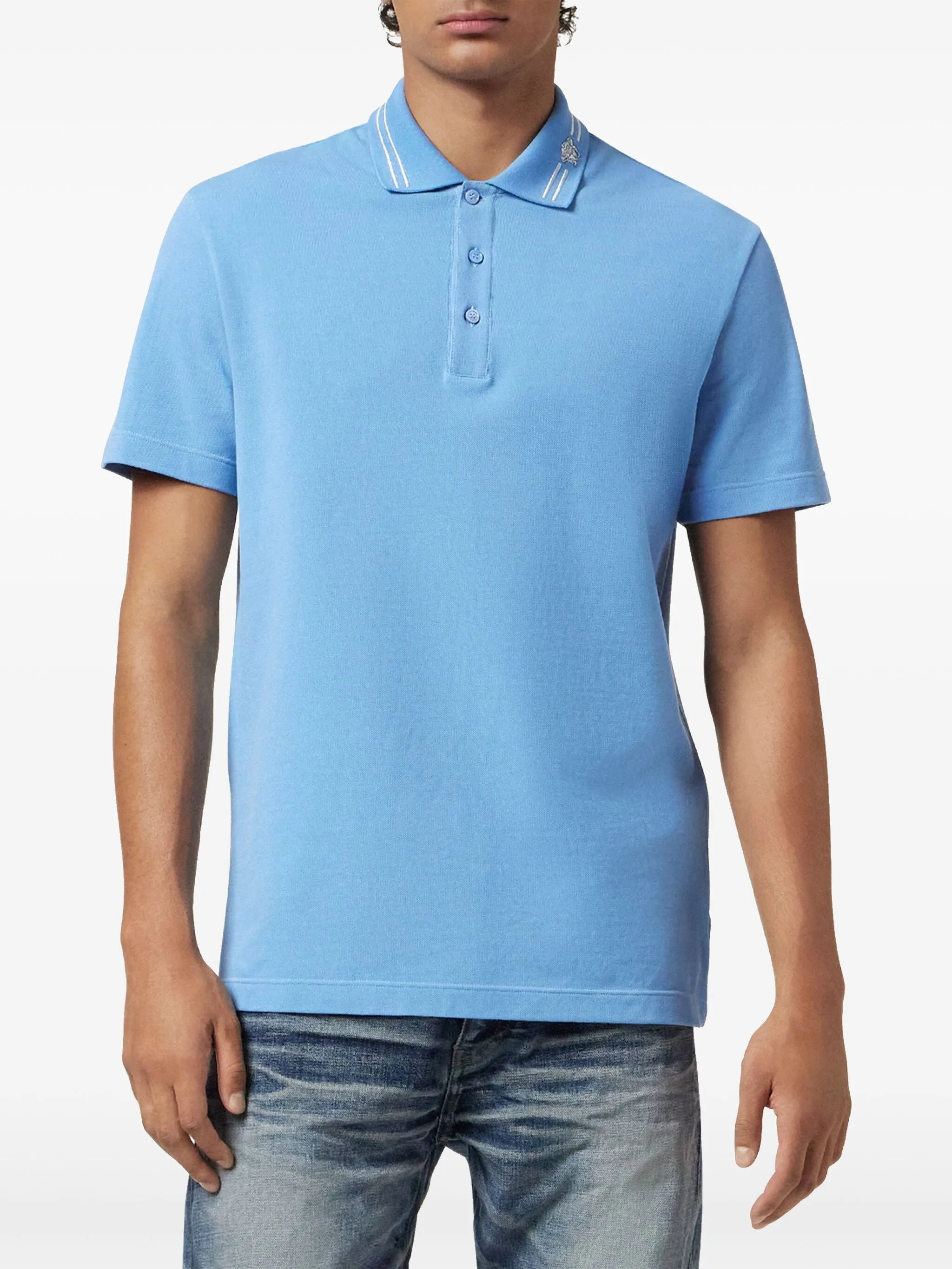 Medusa-embroidered polo shirt
