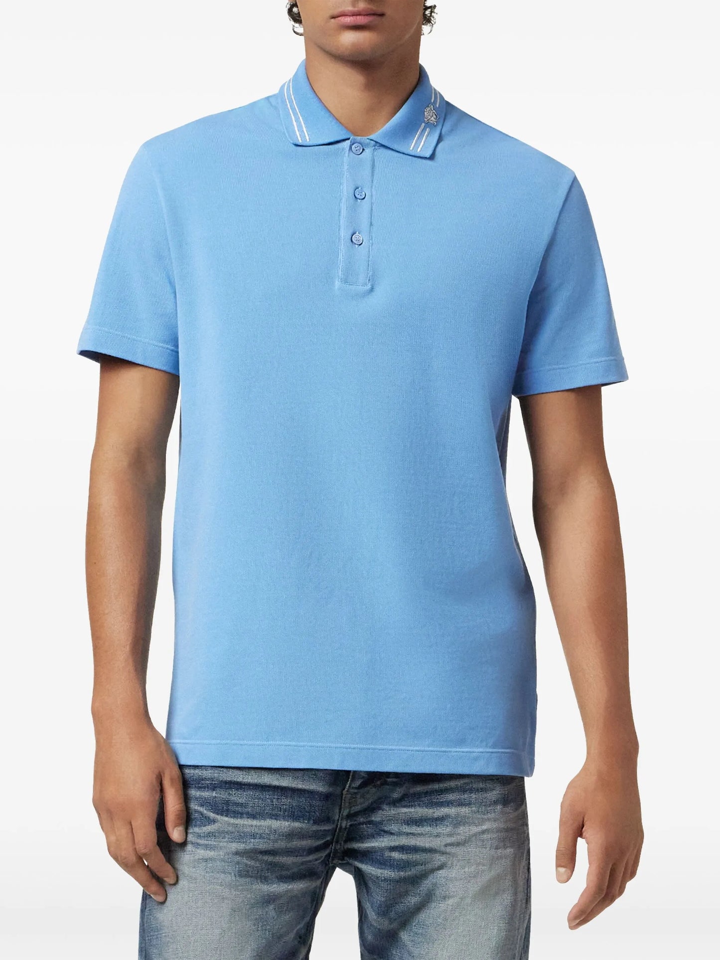 Medusa-embroidered polo shirt