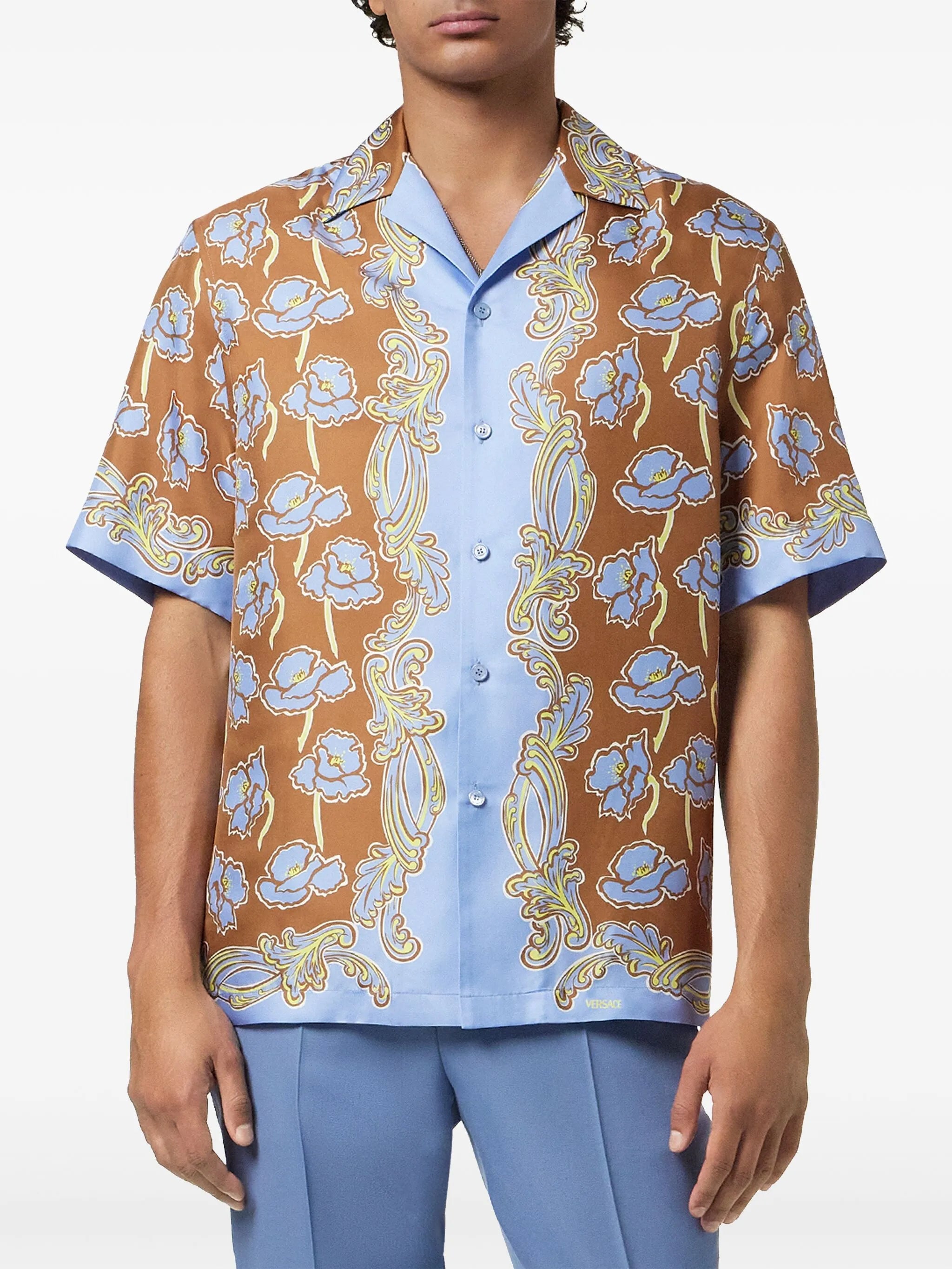 Poppies foulard silk shirt