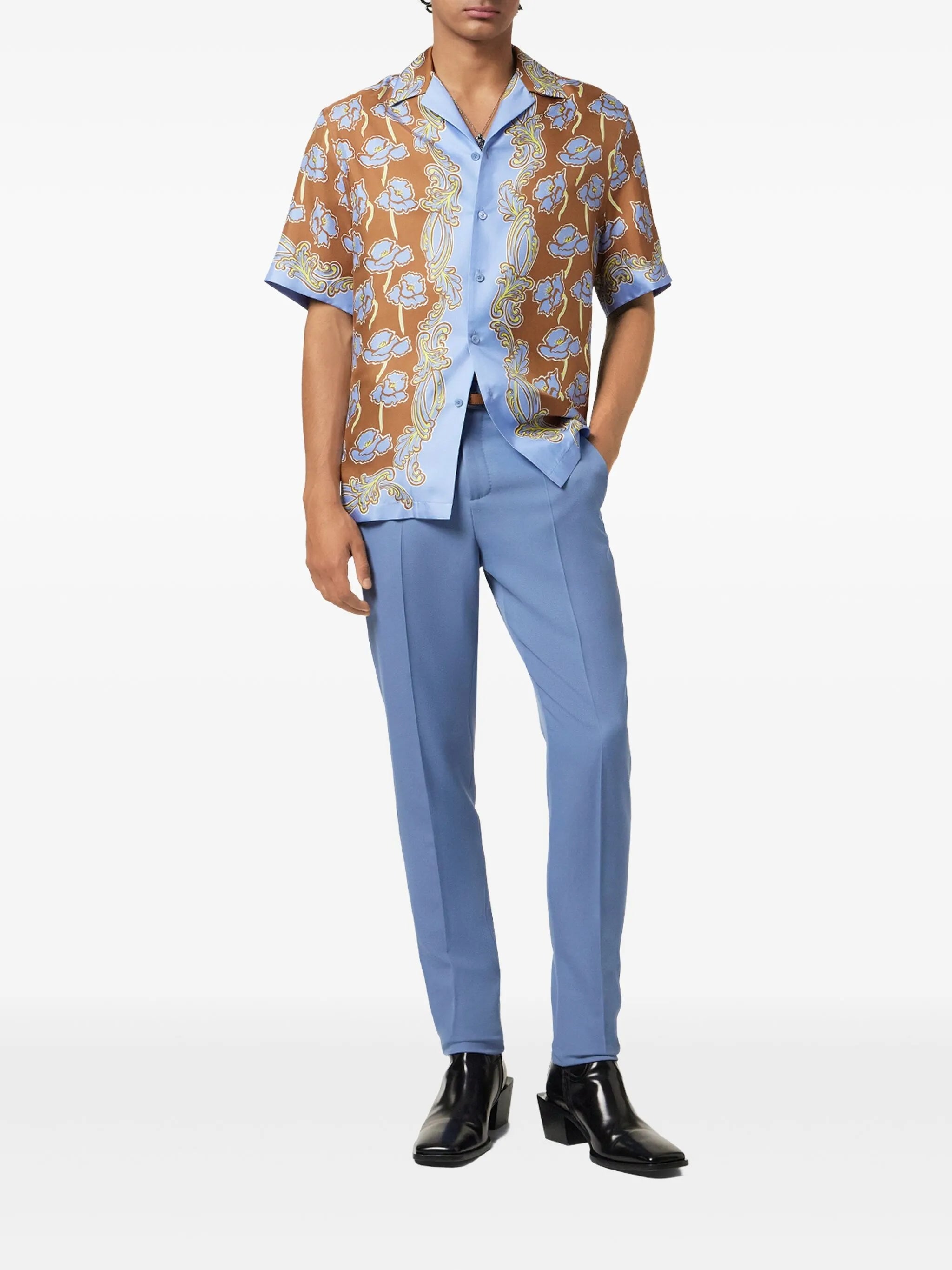 Poppies foulard silk shirt