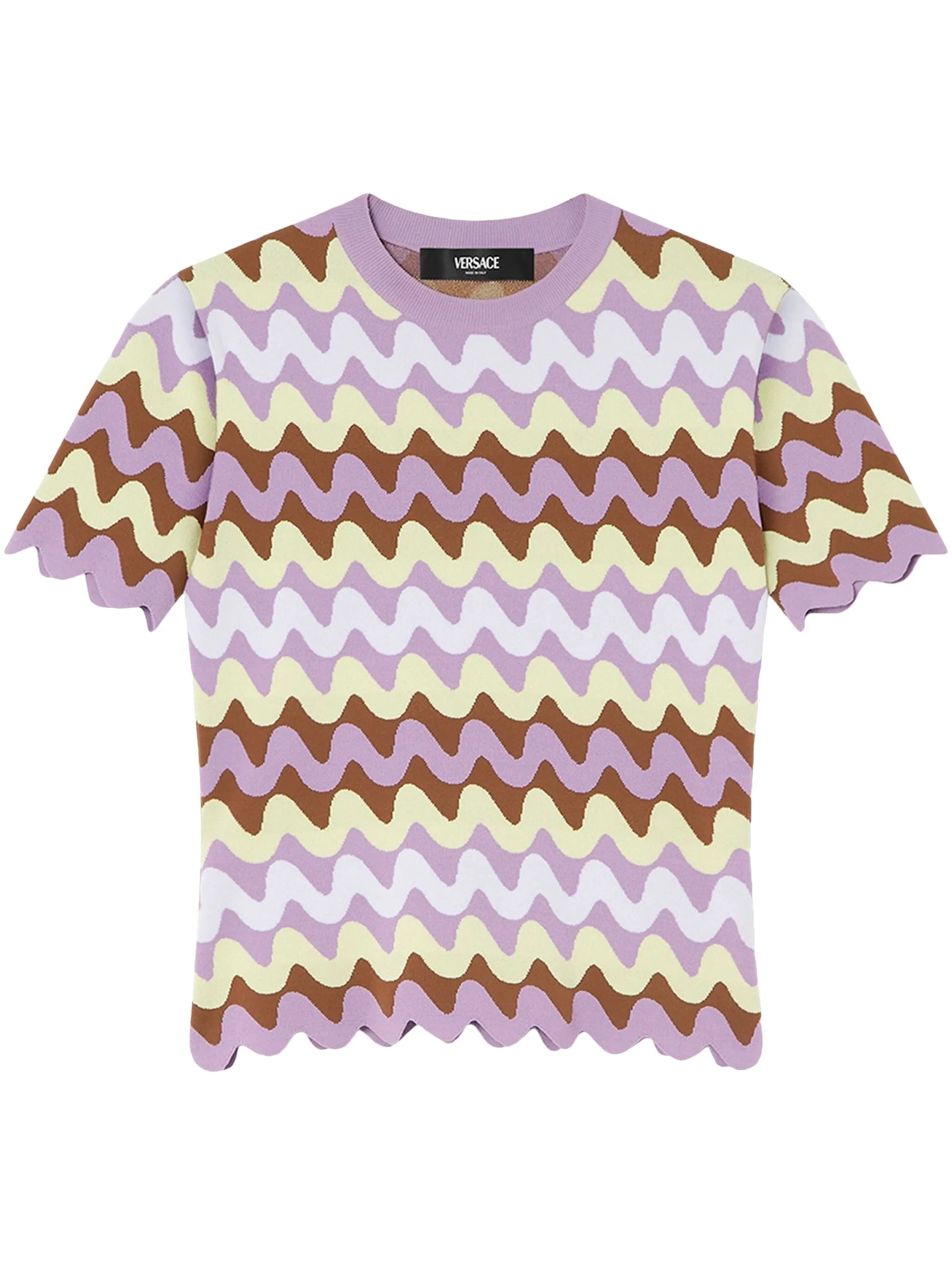 Wave jacquard knitted T-shirt