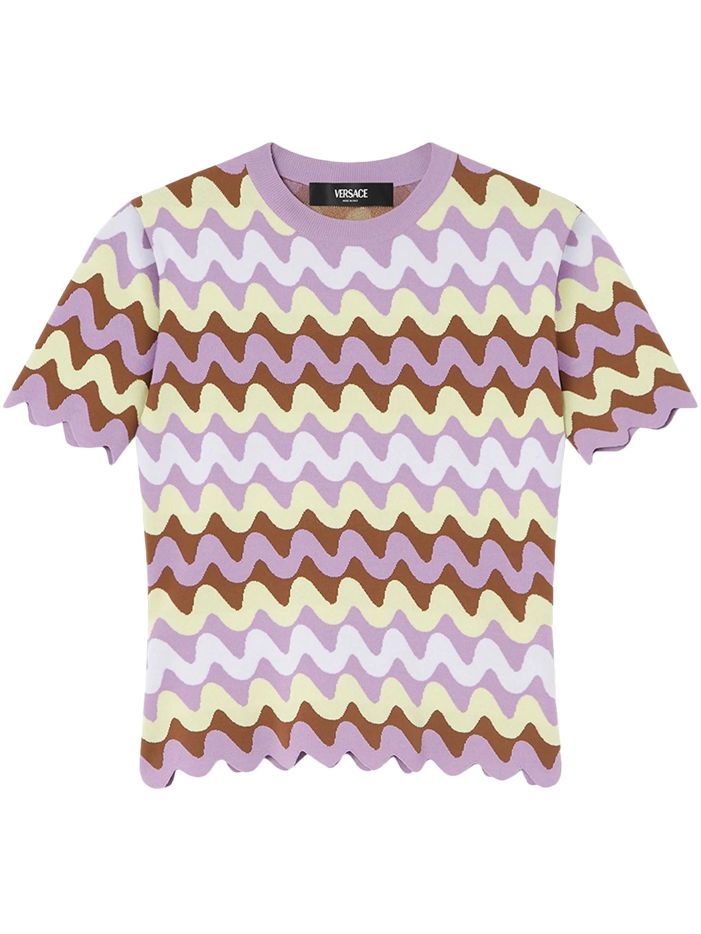 Wave jacquard knitted T-shirt