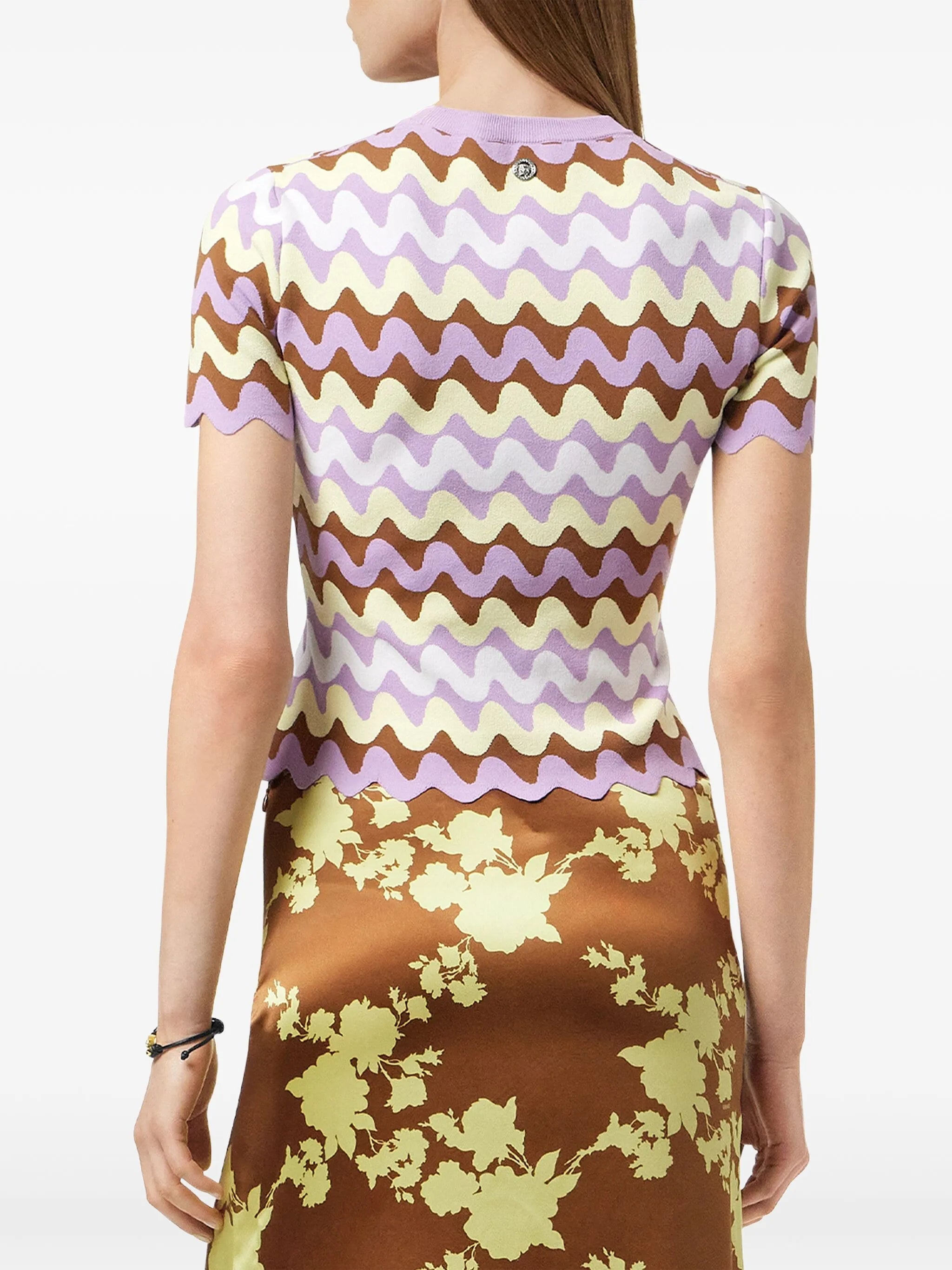 Wave jacquard knitted T-shirt