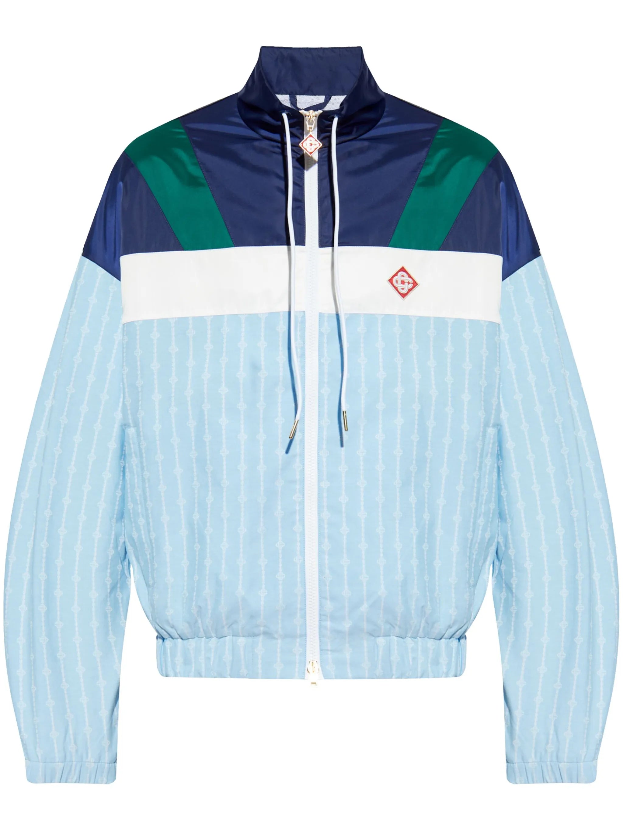 pinstripe-pattern track jacket