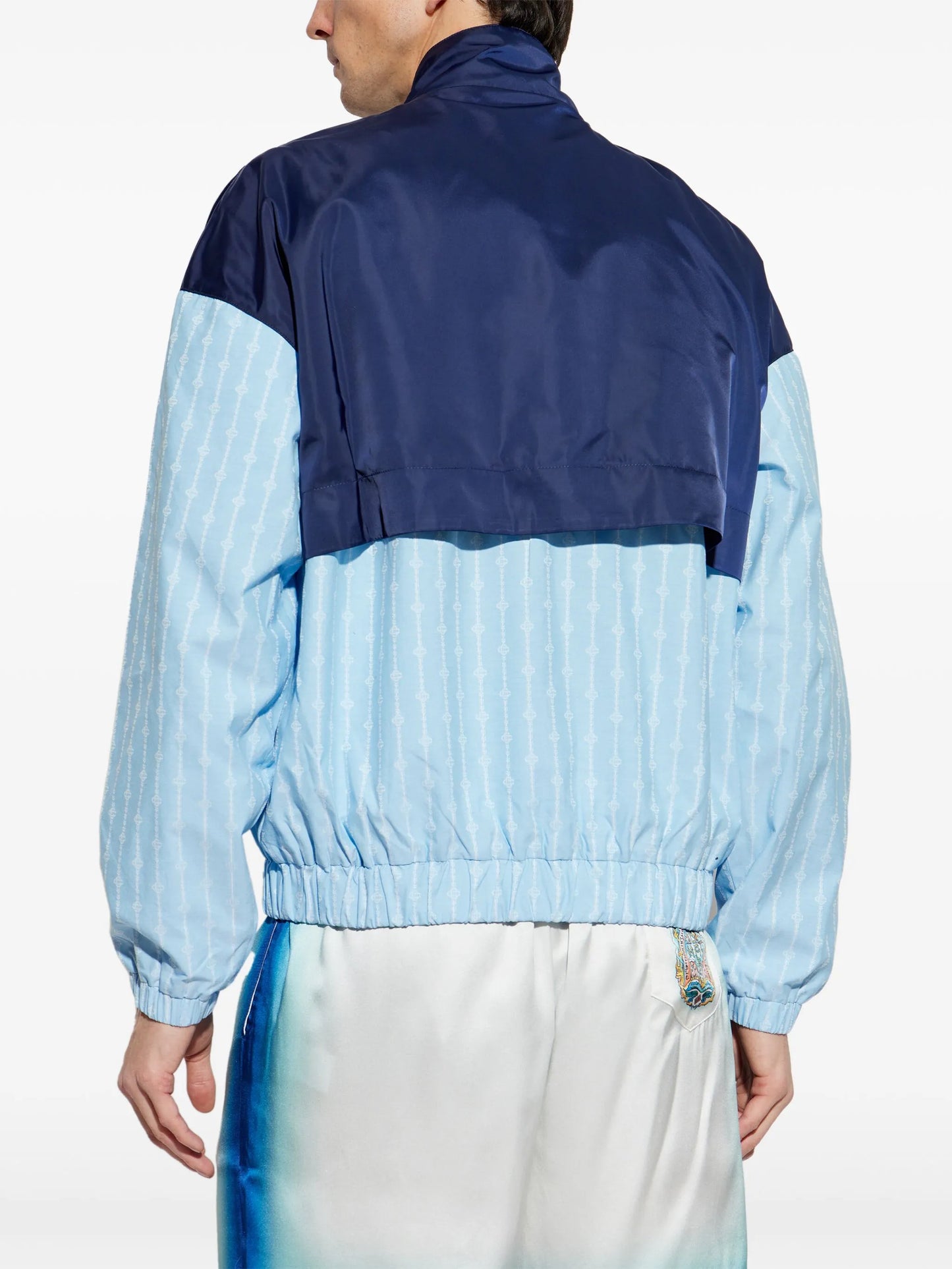 pinstripe-pattern track jacket