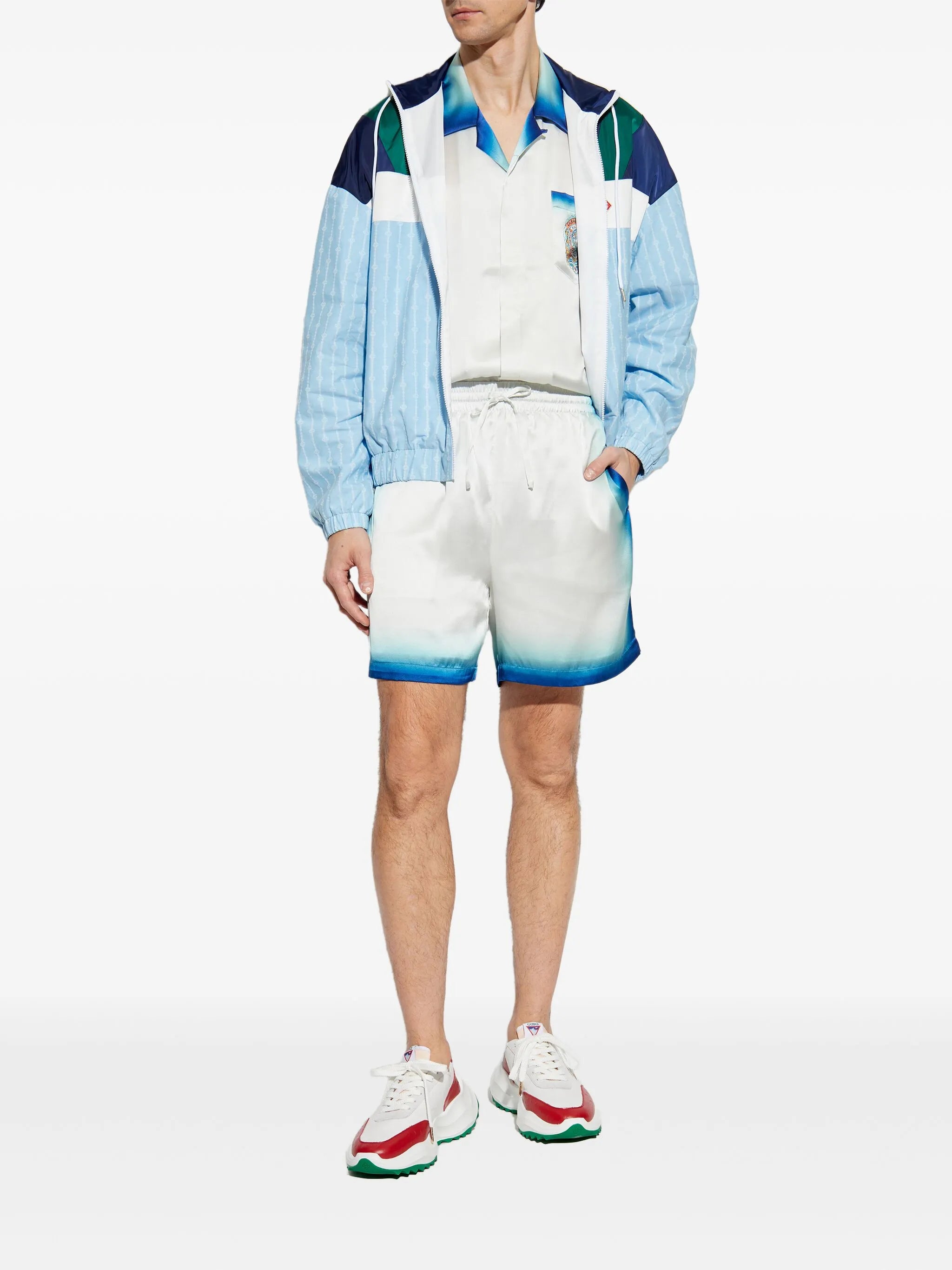 pinstripe-pattern track jacket