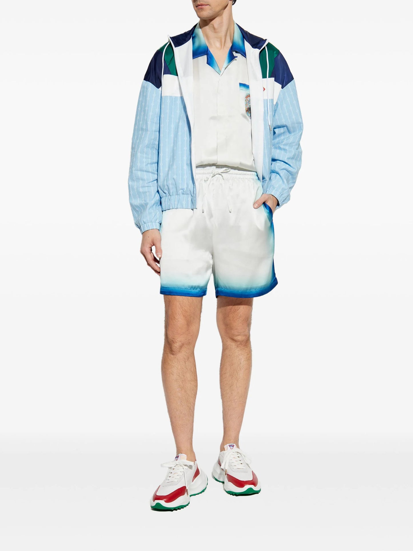 pinstripe-pattern track jacket