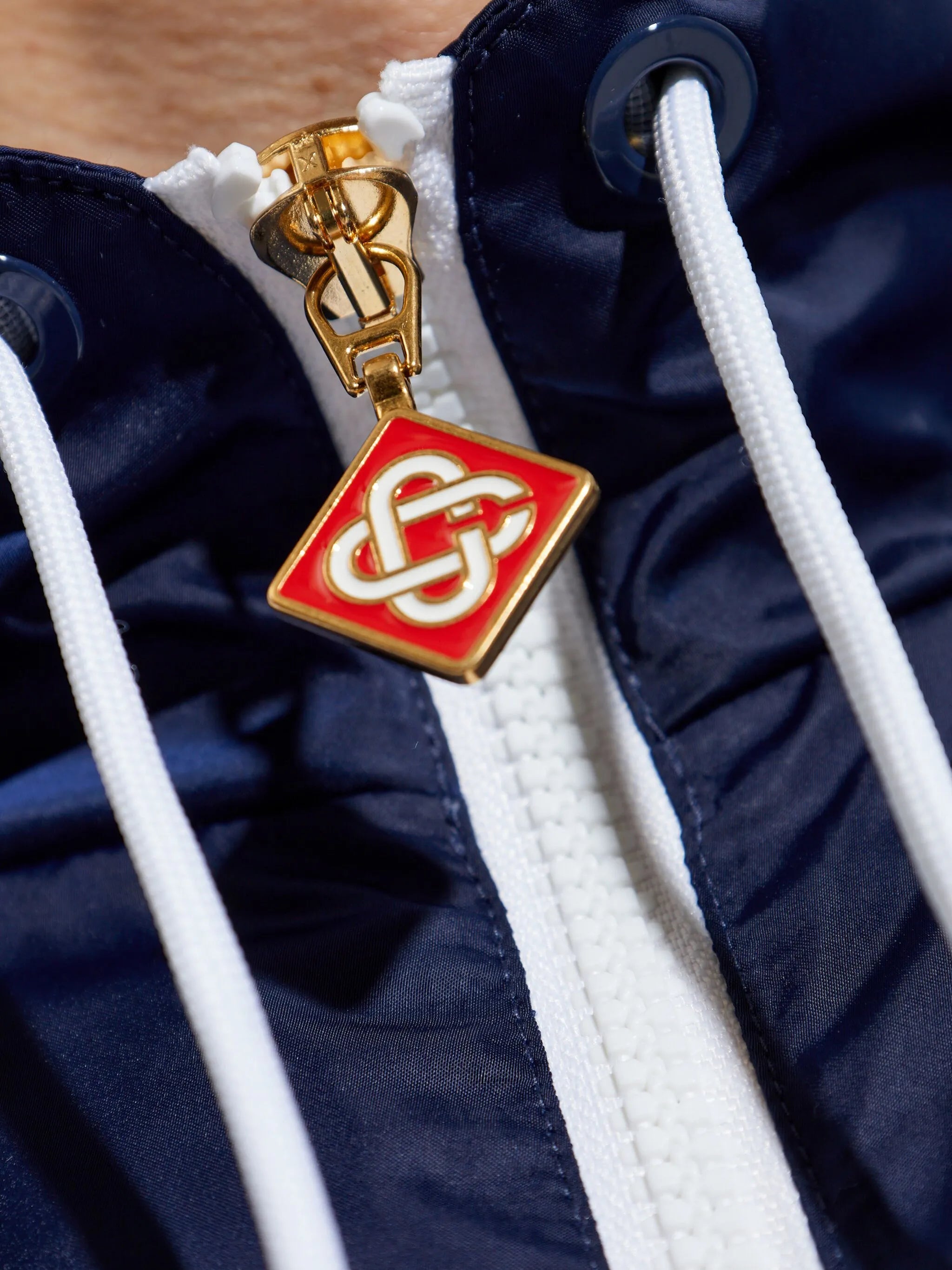pinstripe-pattern track jacket