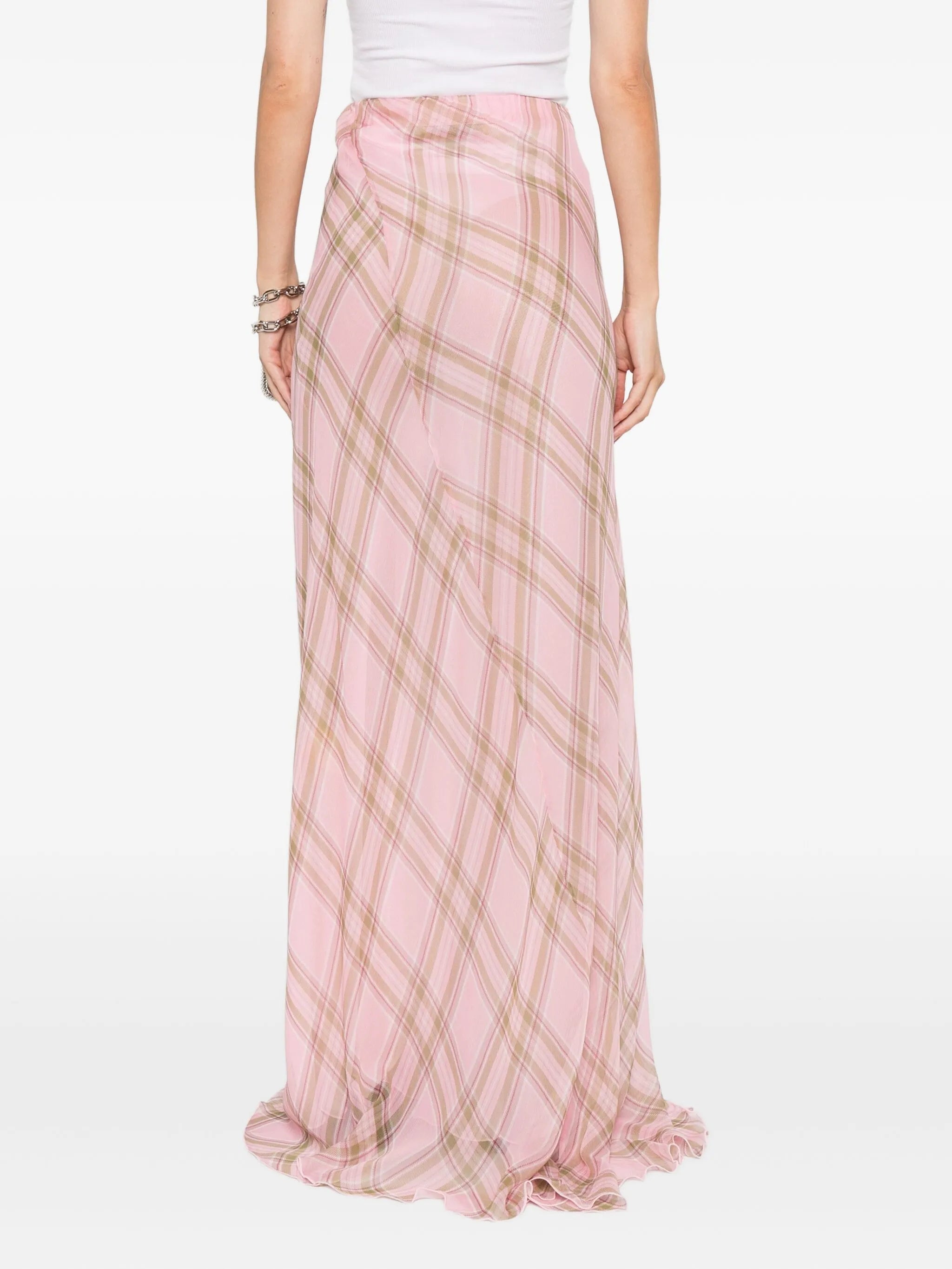 tartan-print maxi skirt