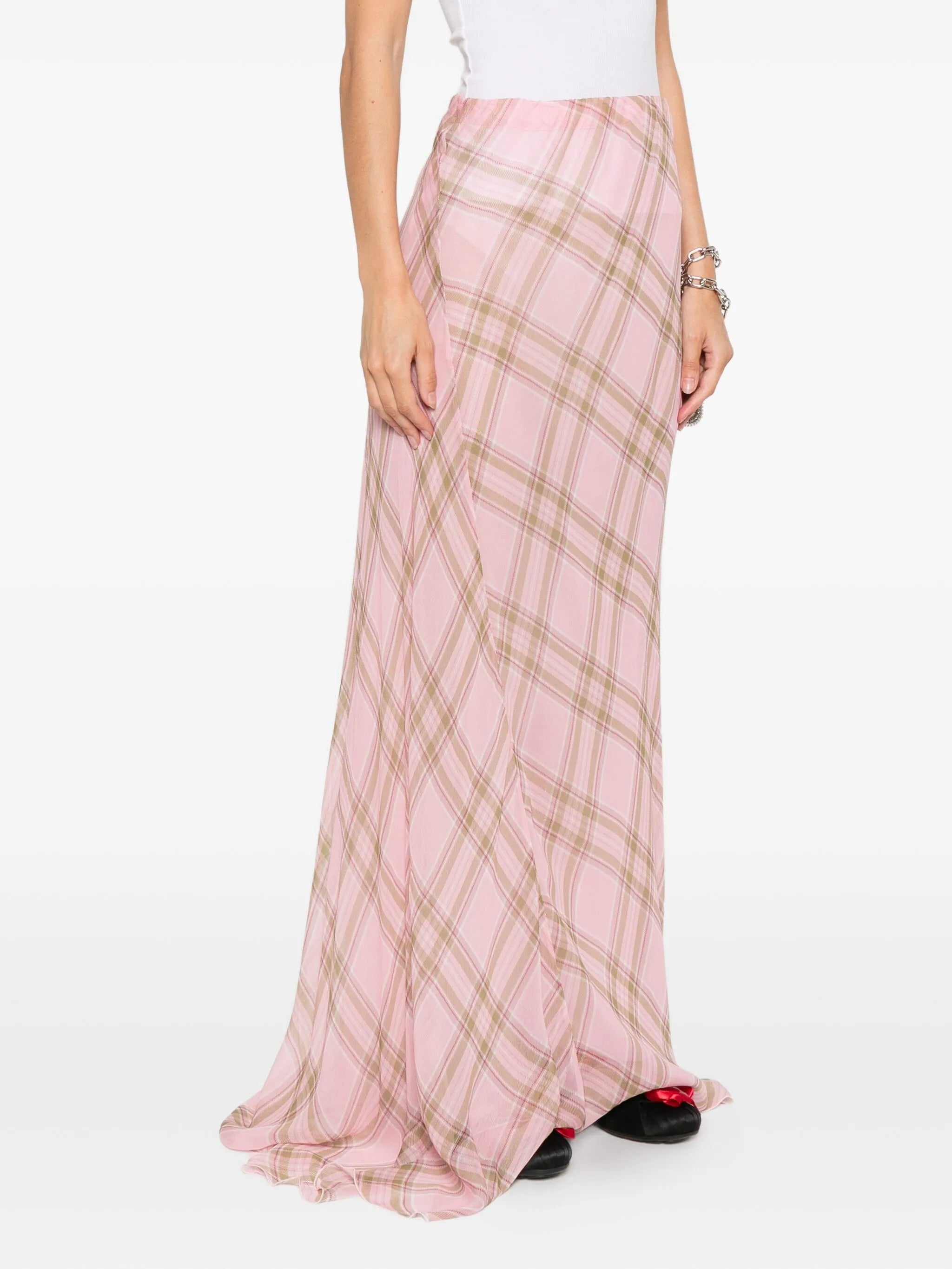 tartan-print maxi skirt