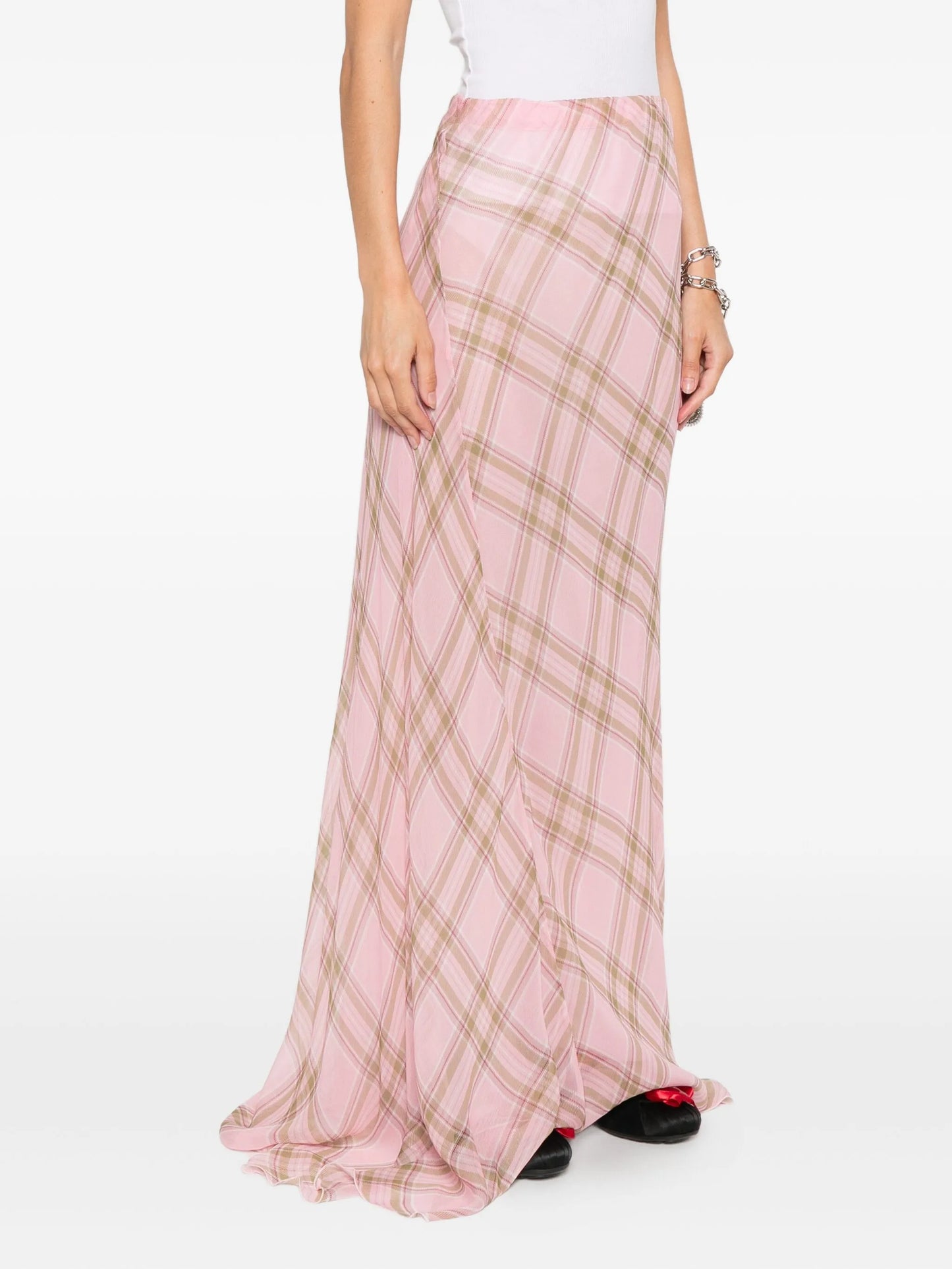 tartan-print maxi skirt