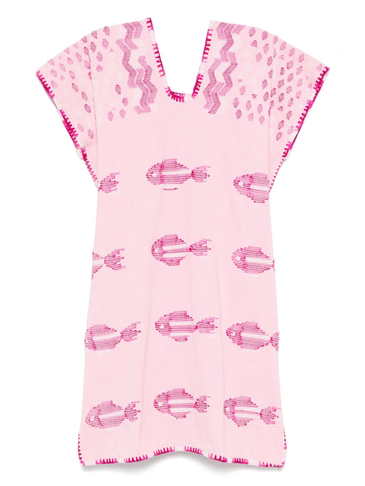 White Fish-print mini dress