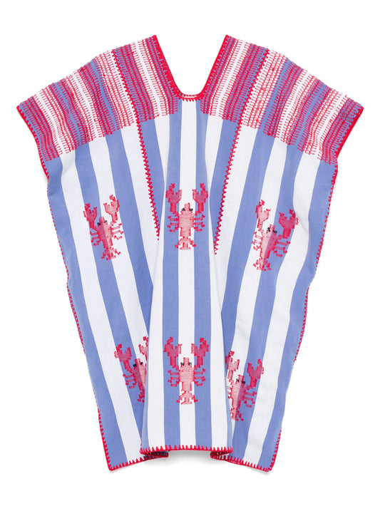 striped lobster-motif mini dress