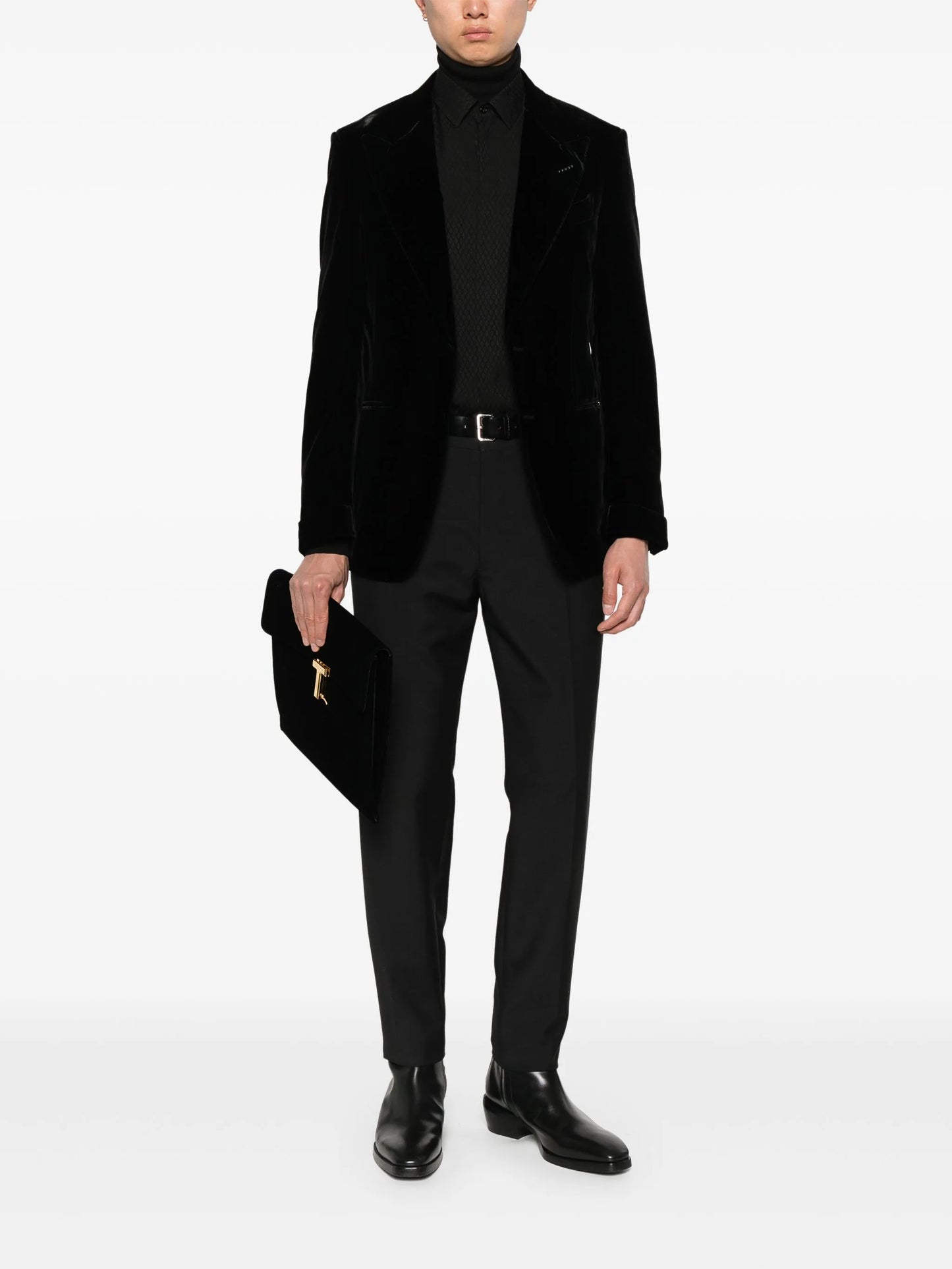 single-breasted velvet blazer