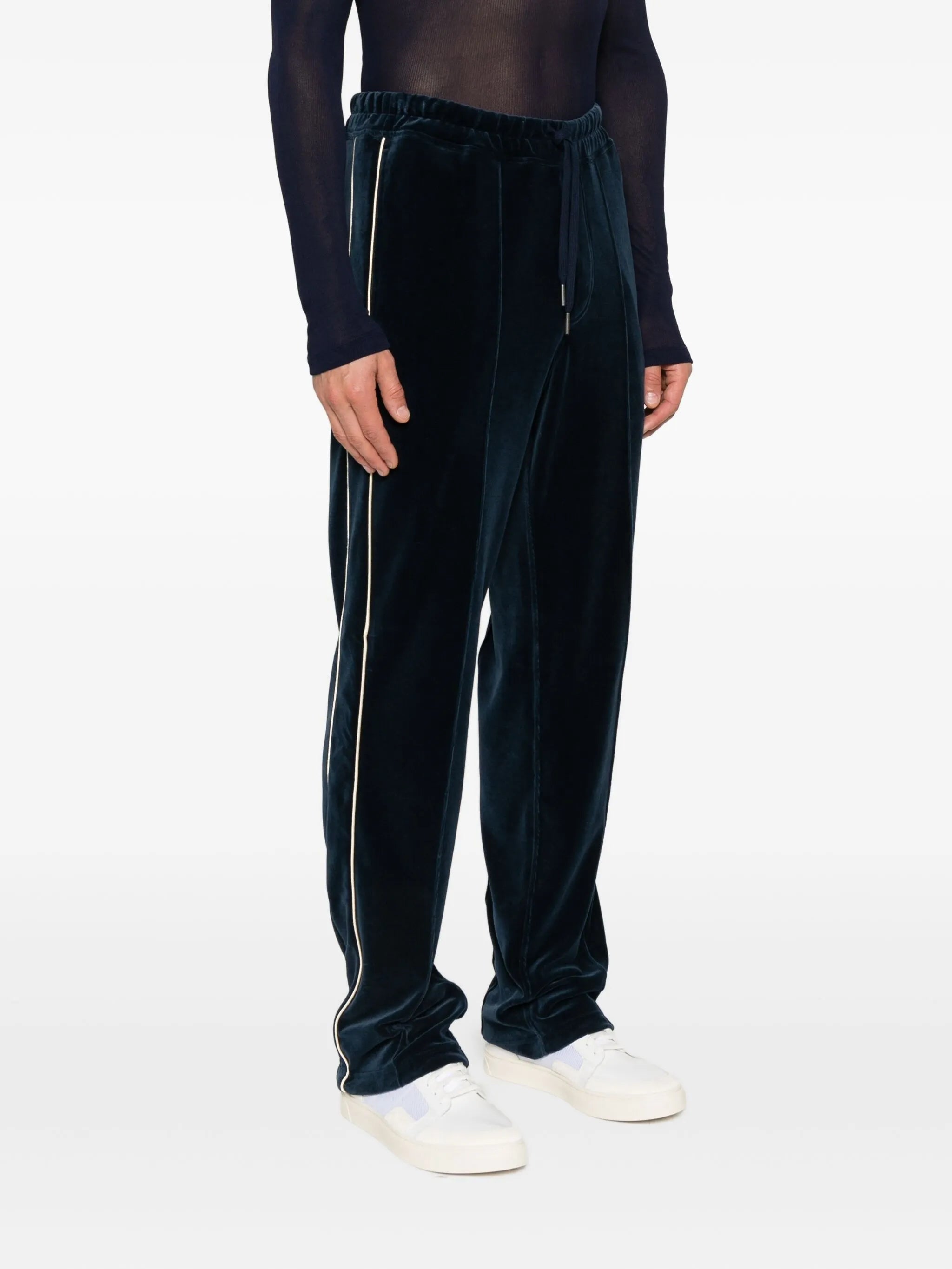 piped-trim velour track pants