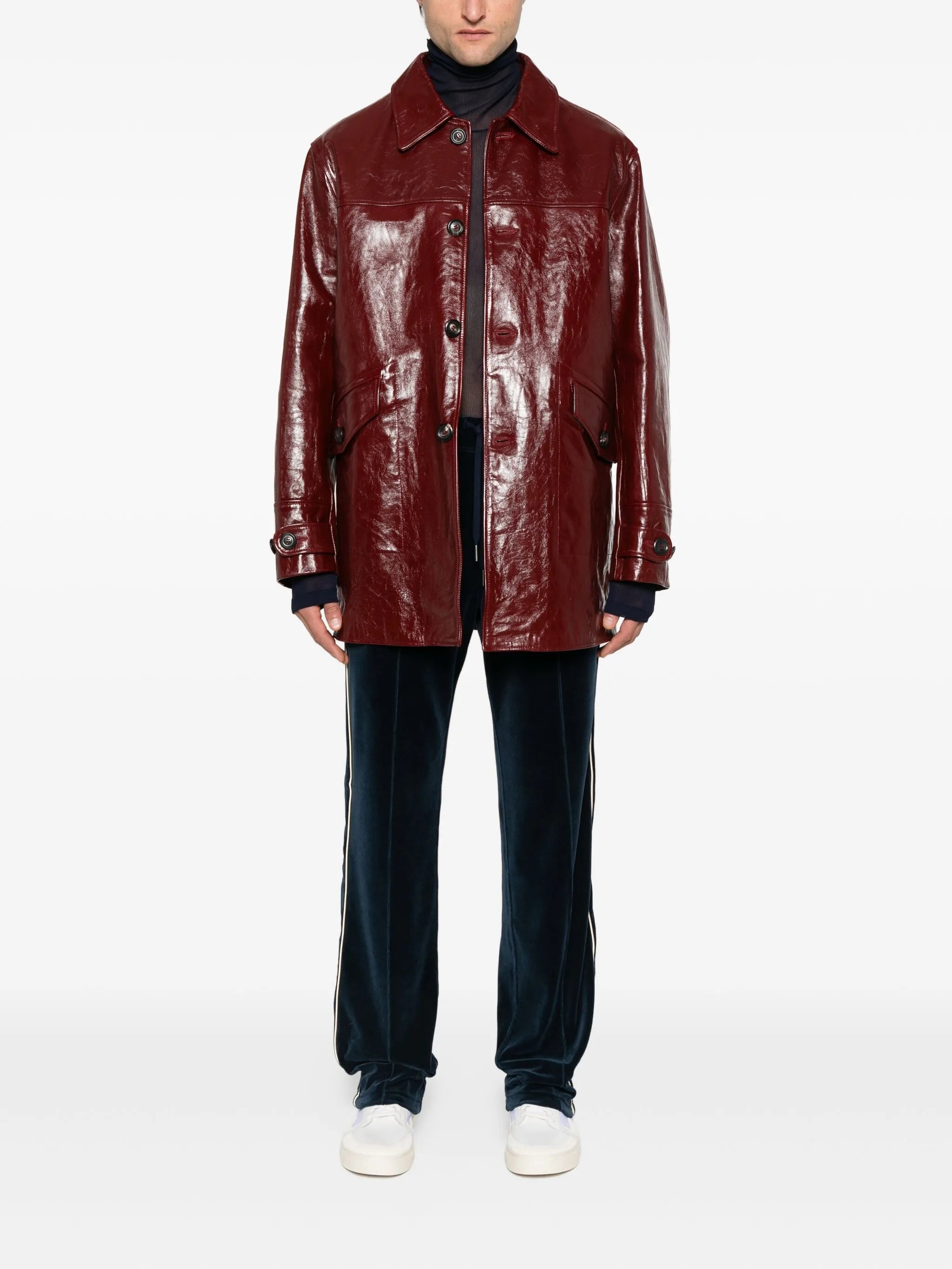 piped-trim velour track pants