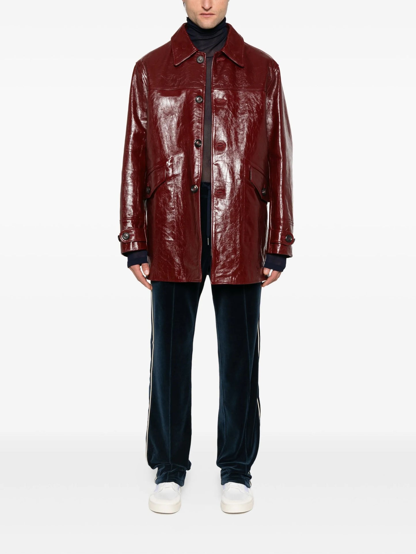 piped-trim velour track pants