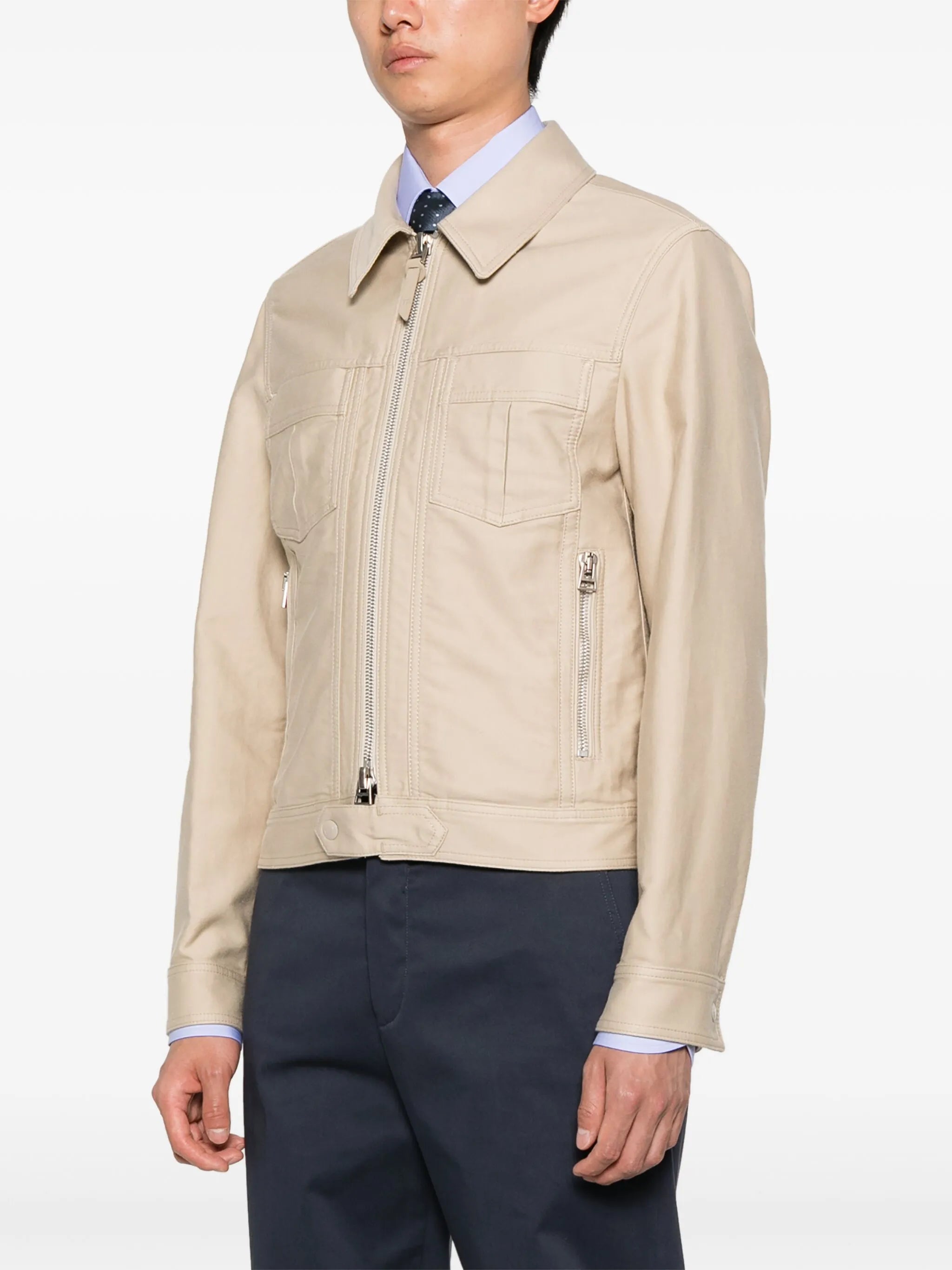 leather zip-up jacket