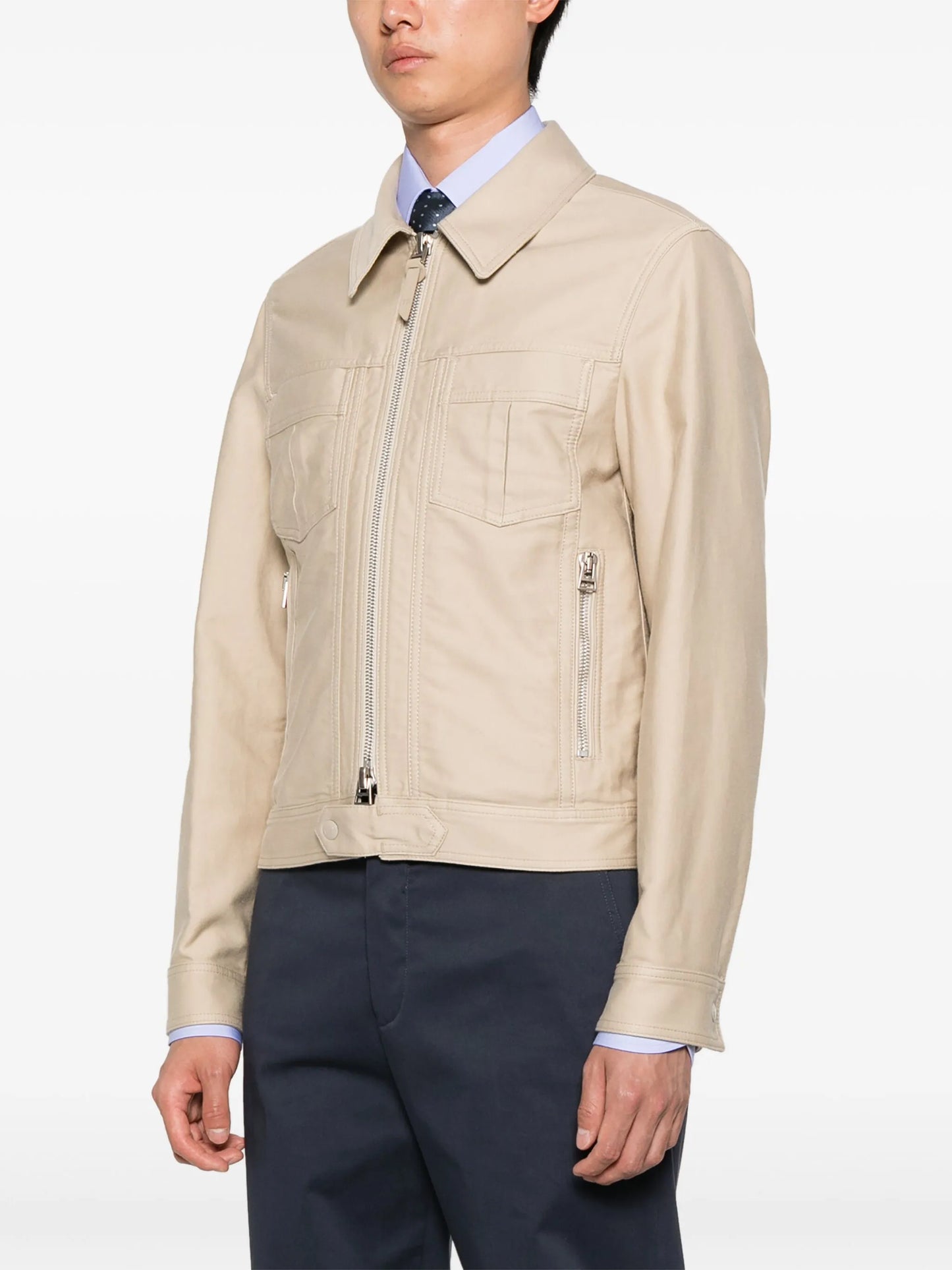 leather zip-up jacket