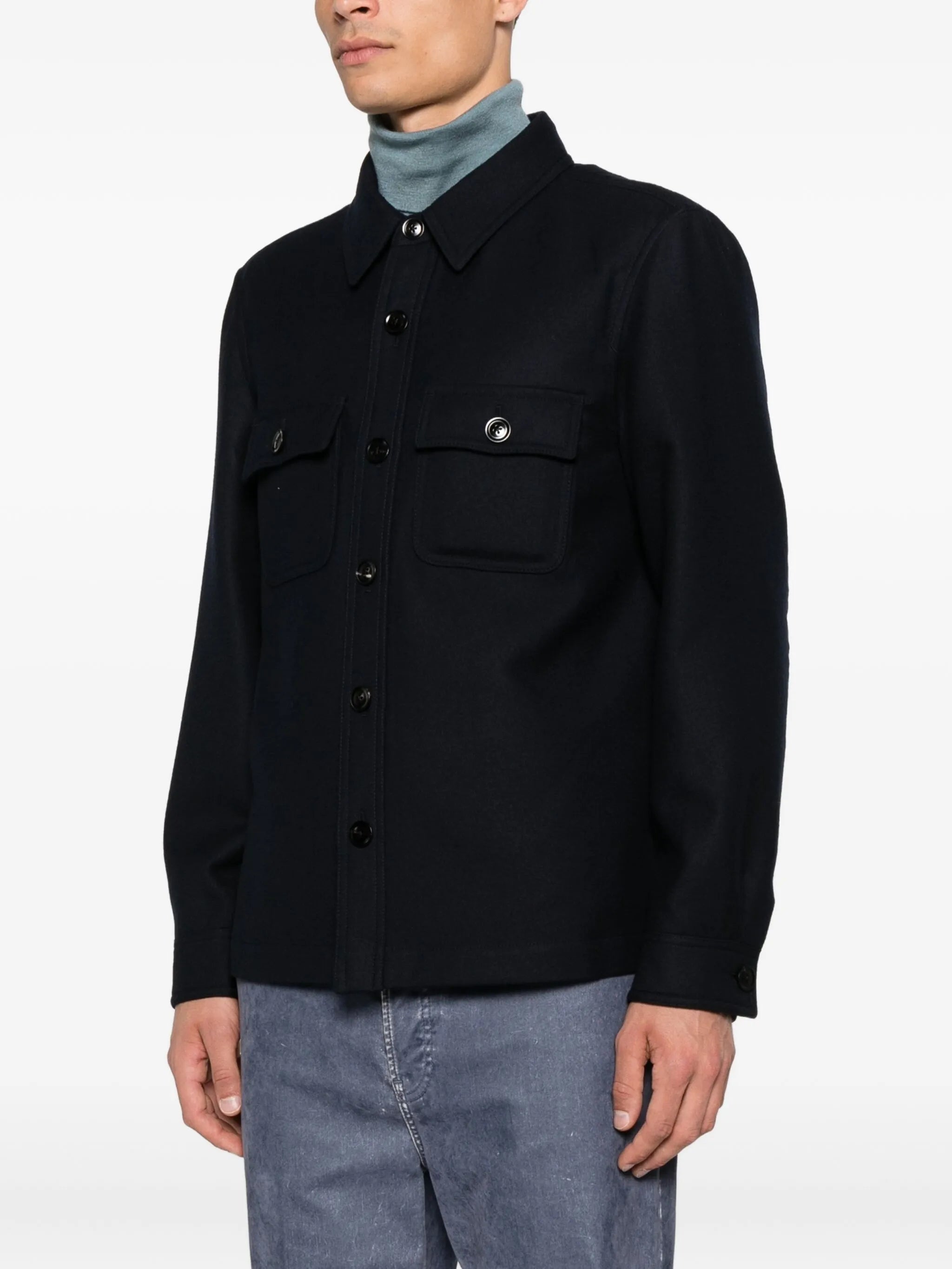 button-down flap-pocket shirt jacket